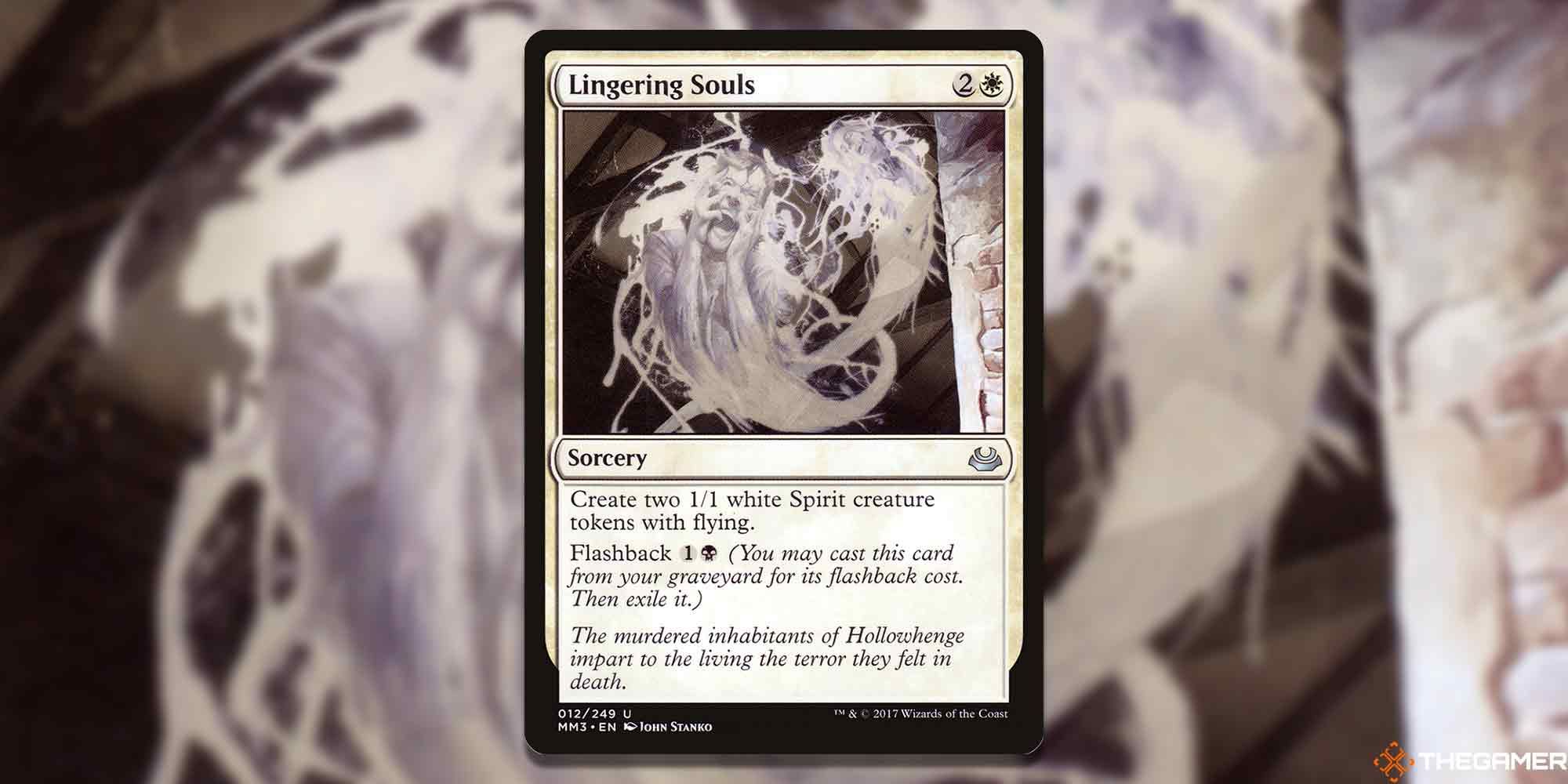 Image of the Lingering Souls  card in Magic: The Gathering, with art by John Stanko