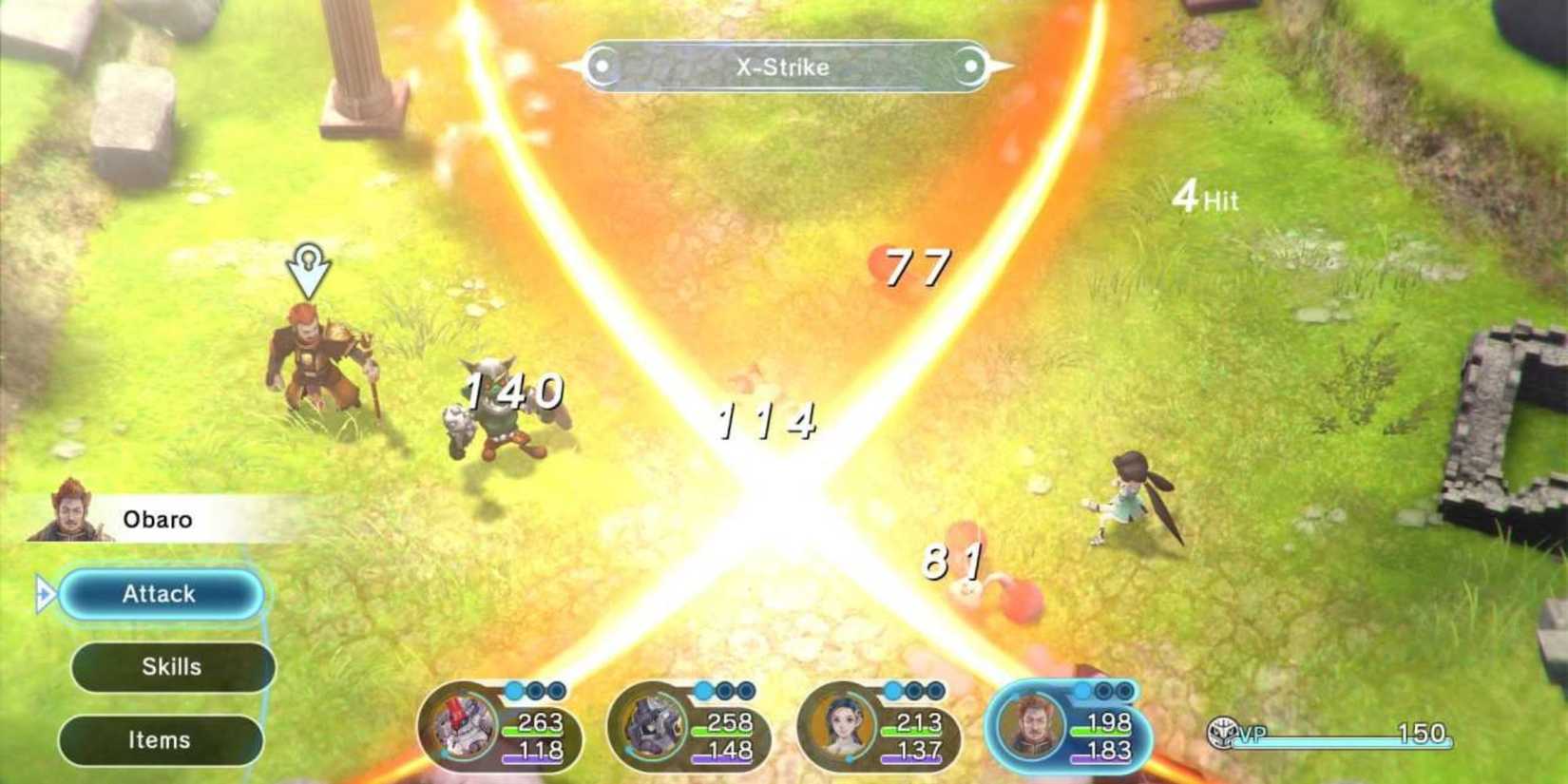 The main part attacks a group of enemies in a field in lost sphear