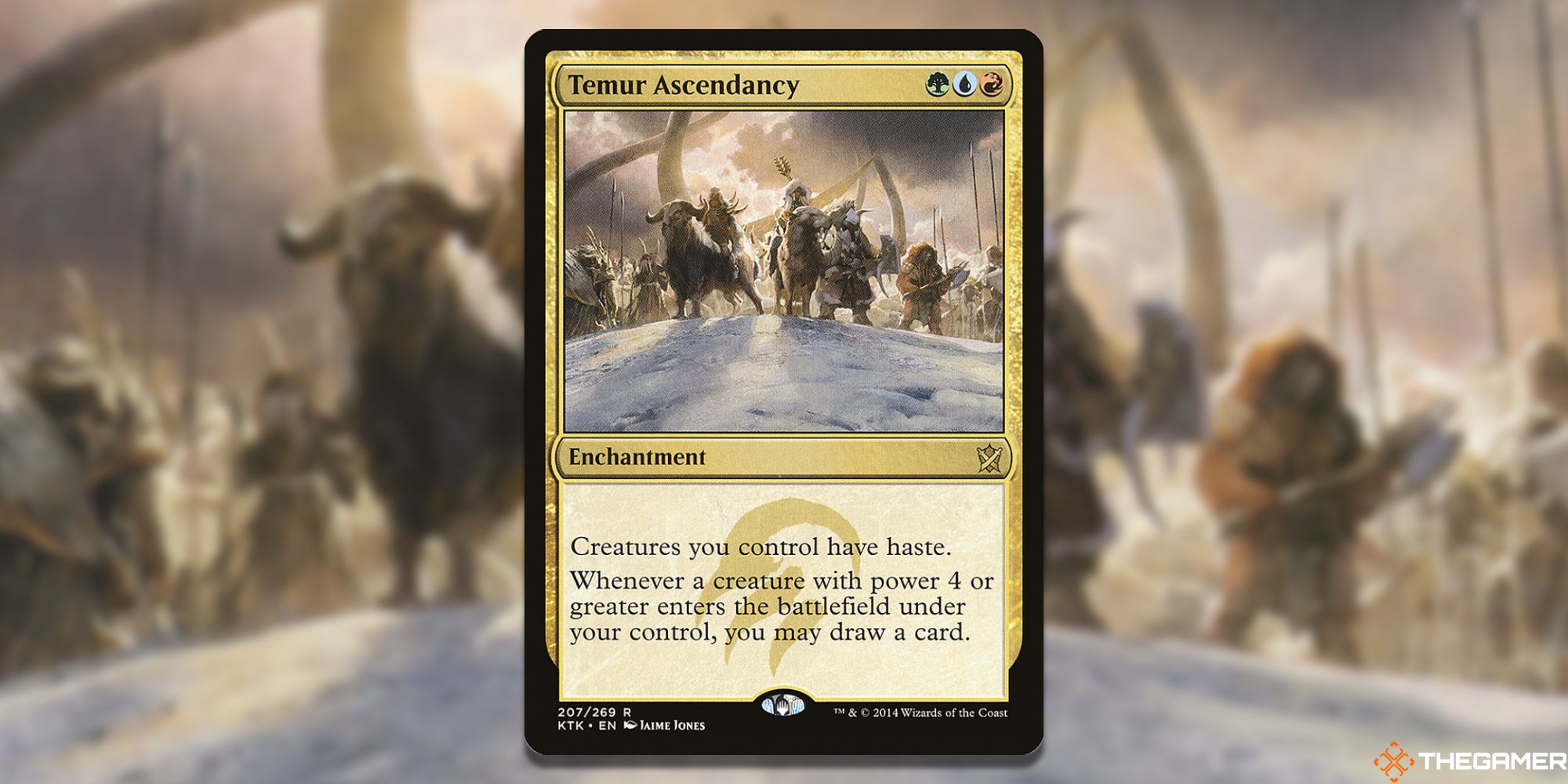 Image of the Temur Ascendancy card in Magic: The Gathering, with art by Jaime Jones