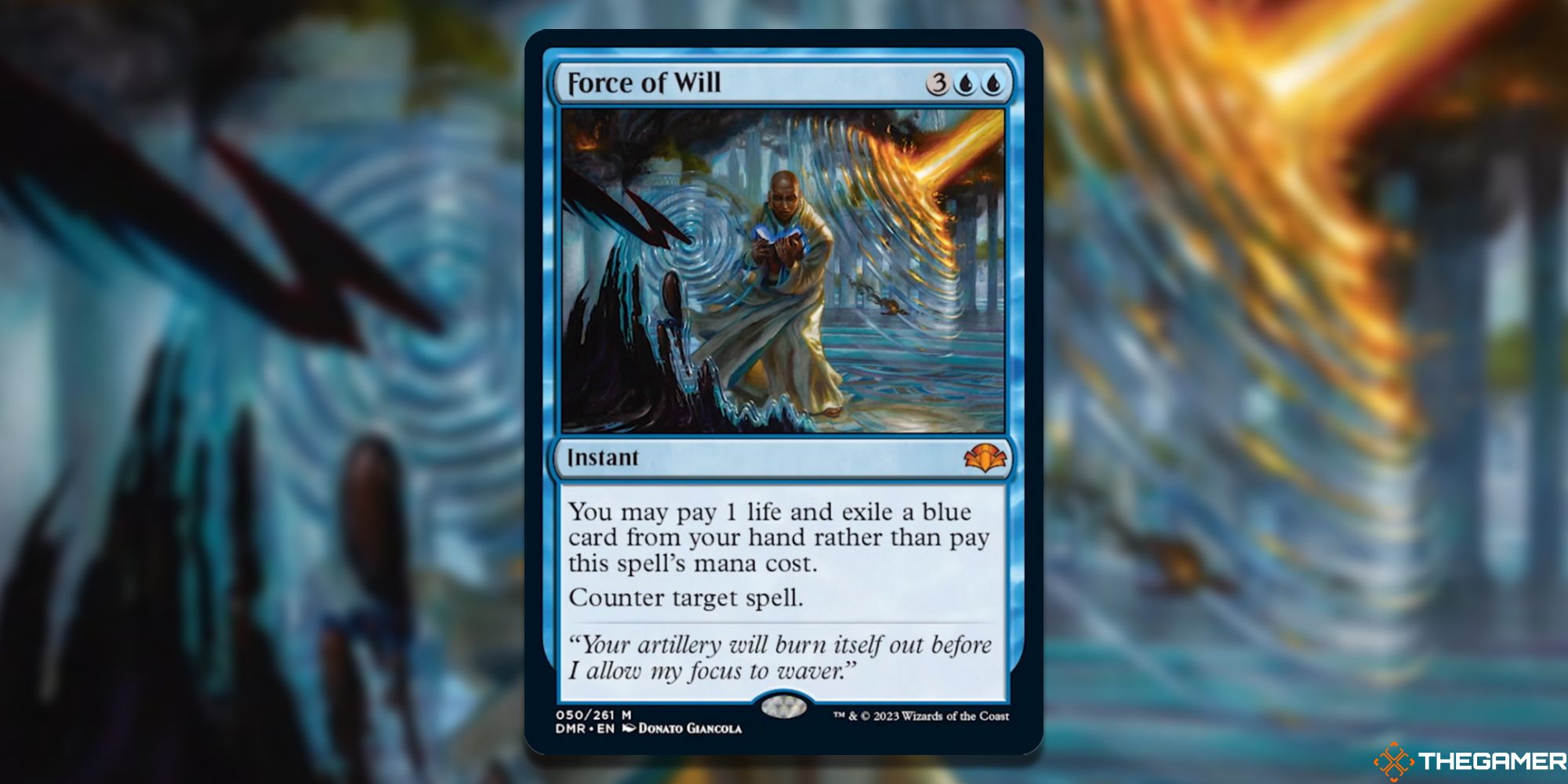  Image of the Force of Will card in Magic: The Gathering, with art by Donato Giancola