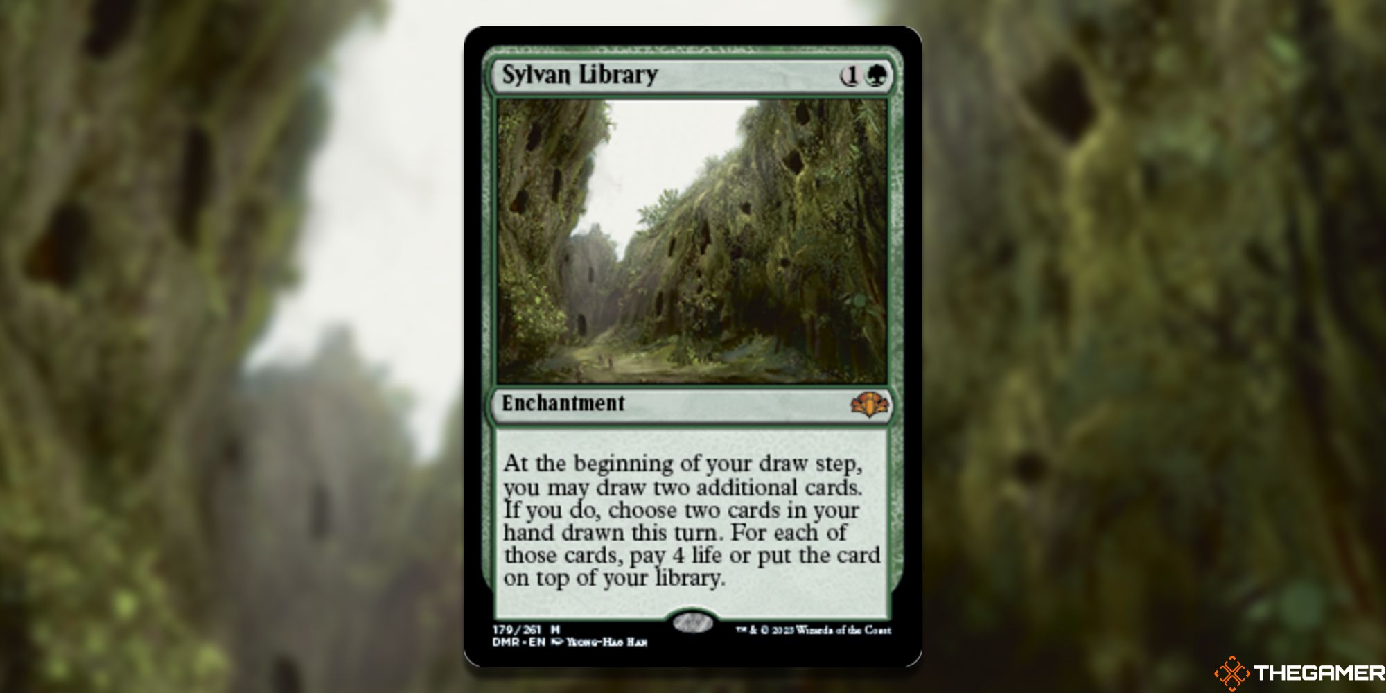  Image of the Sylvan Library card in Magic: The Gathering, with art by Bryan Sola