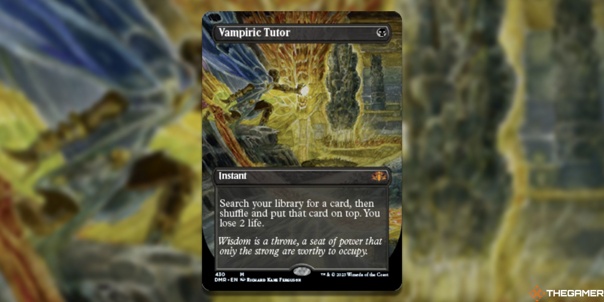 Image of the Vampiric Tutor Borderless card in Magic: The Gathering, with art by Richard Kane Ferguson