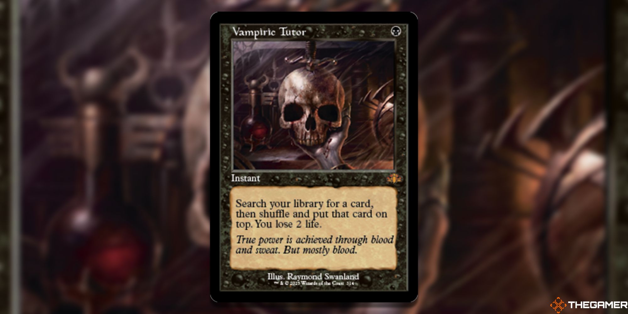 Image of the Vampiric Tutor Retro Frame card in Magic: The Gathering, with art by Raymond Swanland