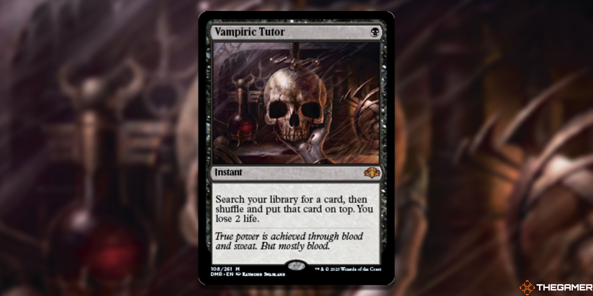 Image of the Vampiric Tutor card in Magic: The Gathering, with art by Raymond Swanland
