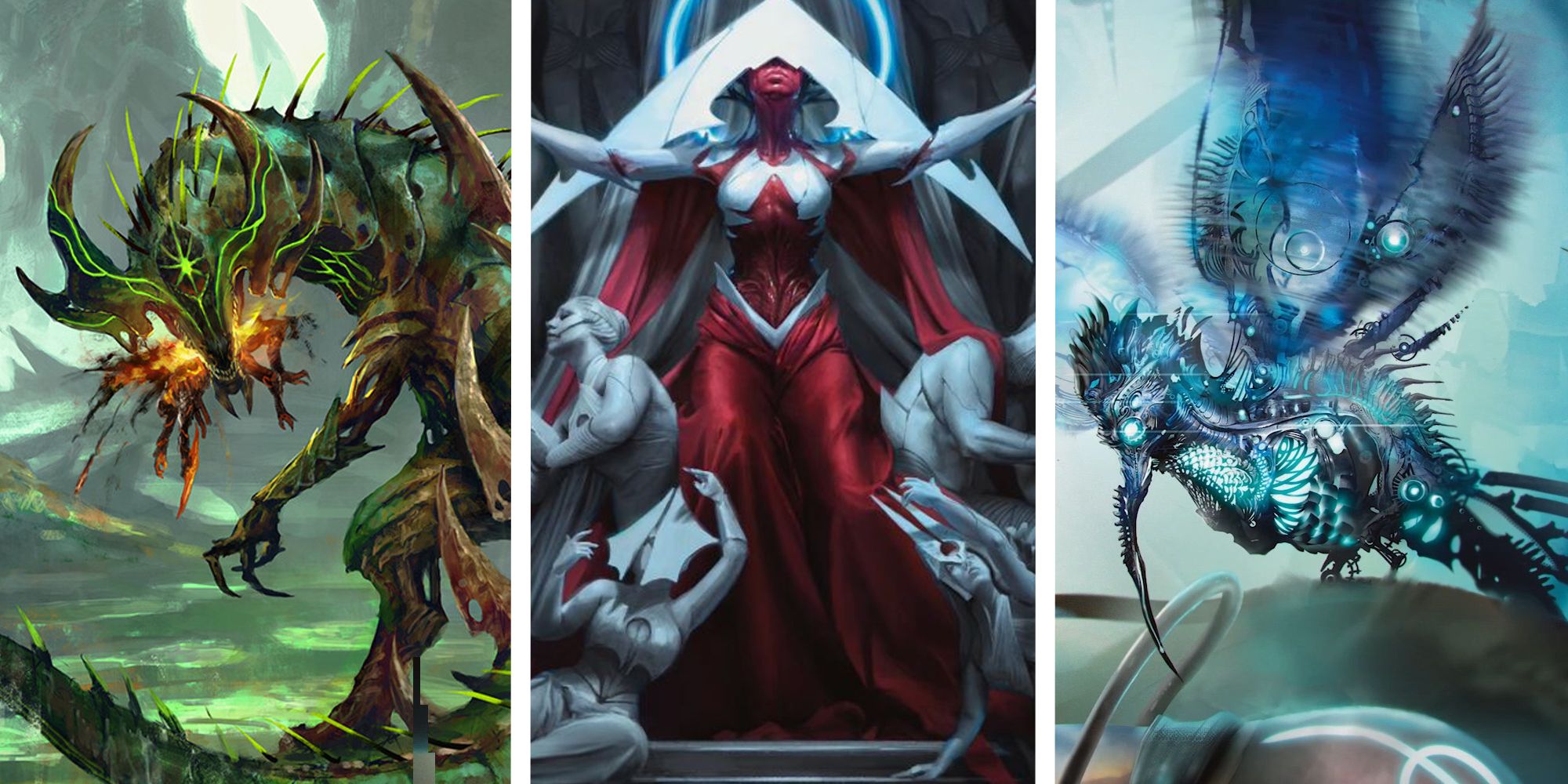 Magic The Gathering – The 10 Best Creature Cards In Phyrexia All Will Be One Elesh Norn Tyrranax Rex Thrummingbird