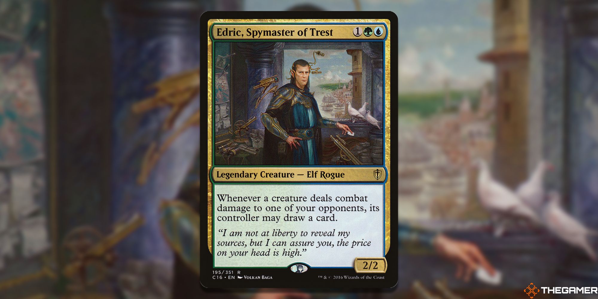 Image of the Edric Spymaster of Trest  card in Magic: The Gathering, with art by Volkan Ba?a