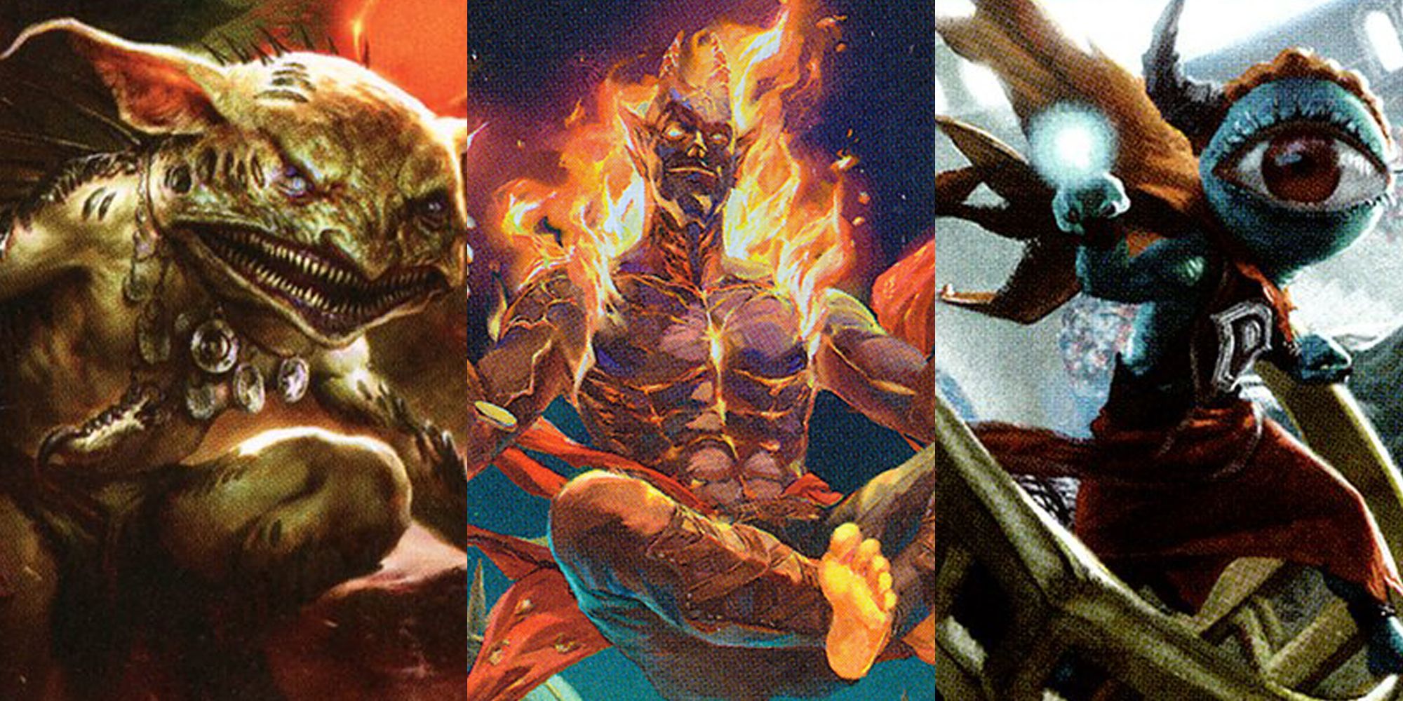 Magic: The Gathering image showing Zndrsplt, Eye of Wisdom; Krark the Thumbless; and Yusri, Fortune's Flame