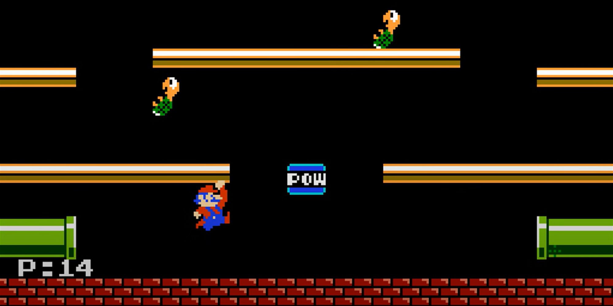 Mario Bros Mario Hitting A Turtle From Below