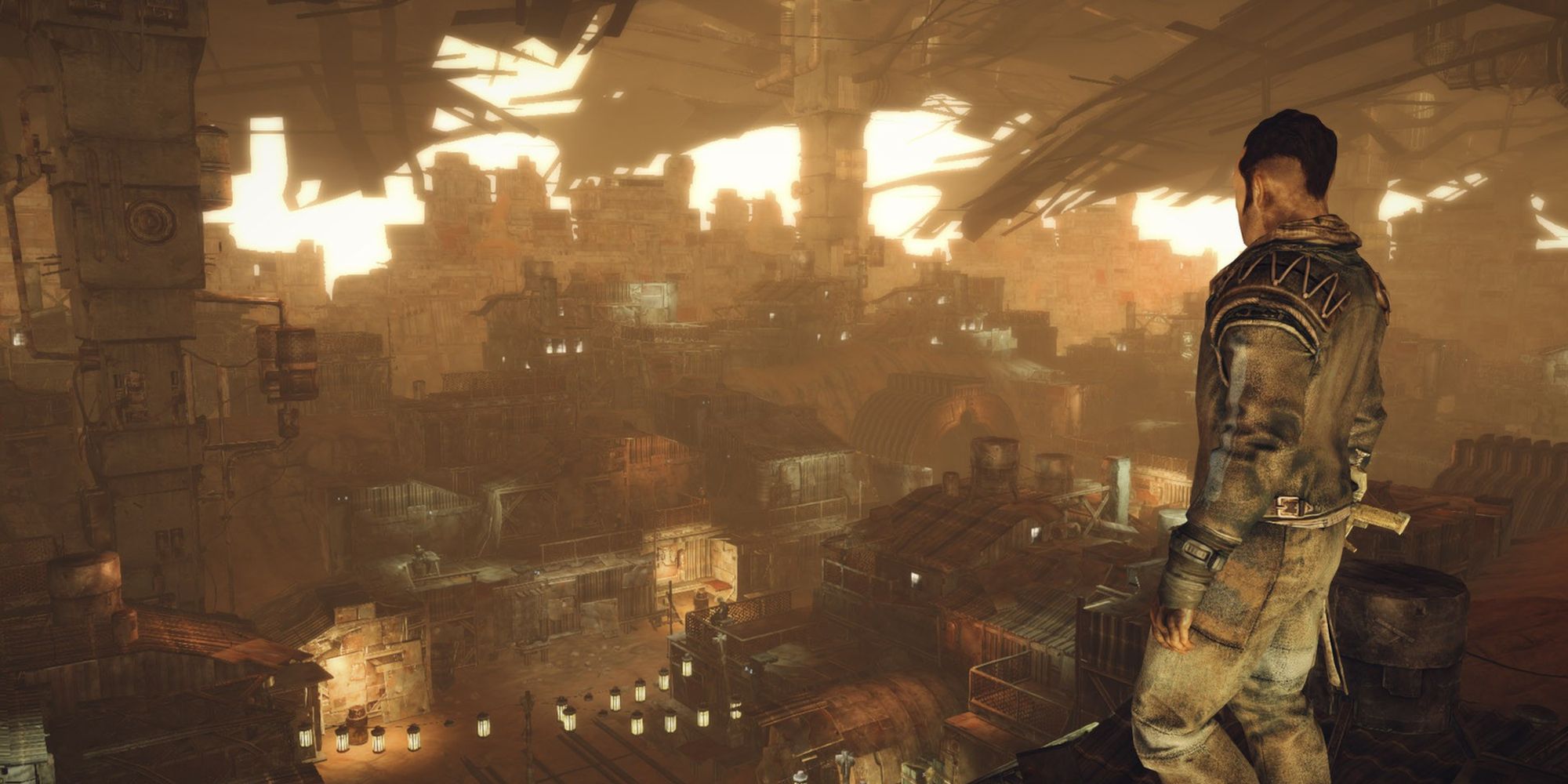 The main character looks out at the city in Mars War Logs
