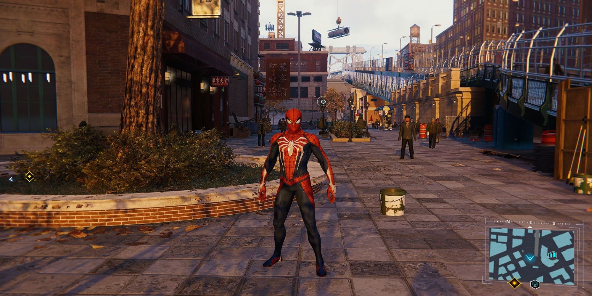 Spidey standing on the streets of NYC.