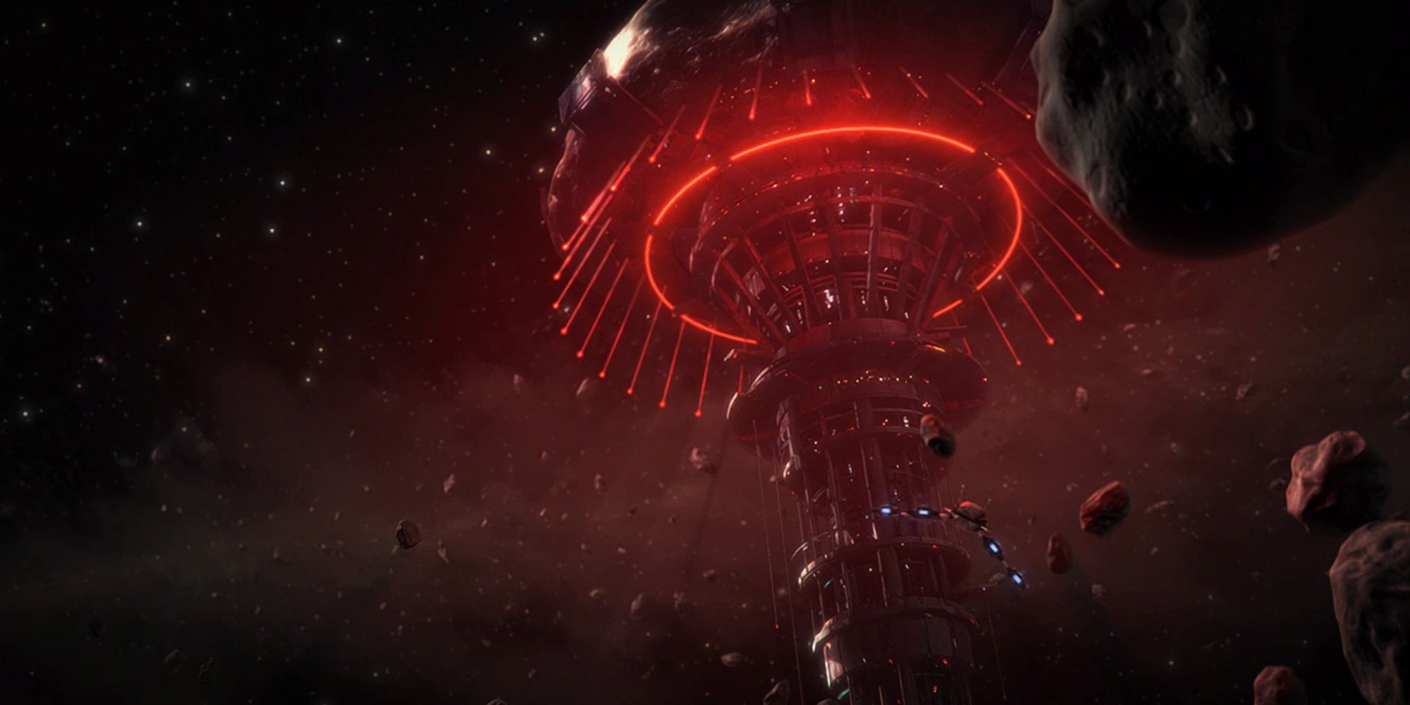 Mass Effect Wide Shot of Omega in Space