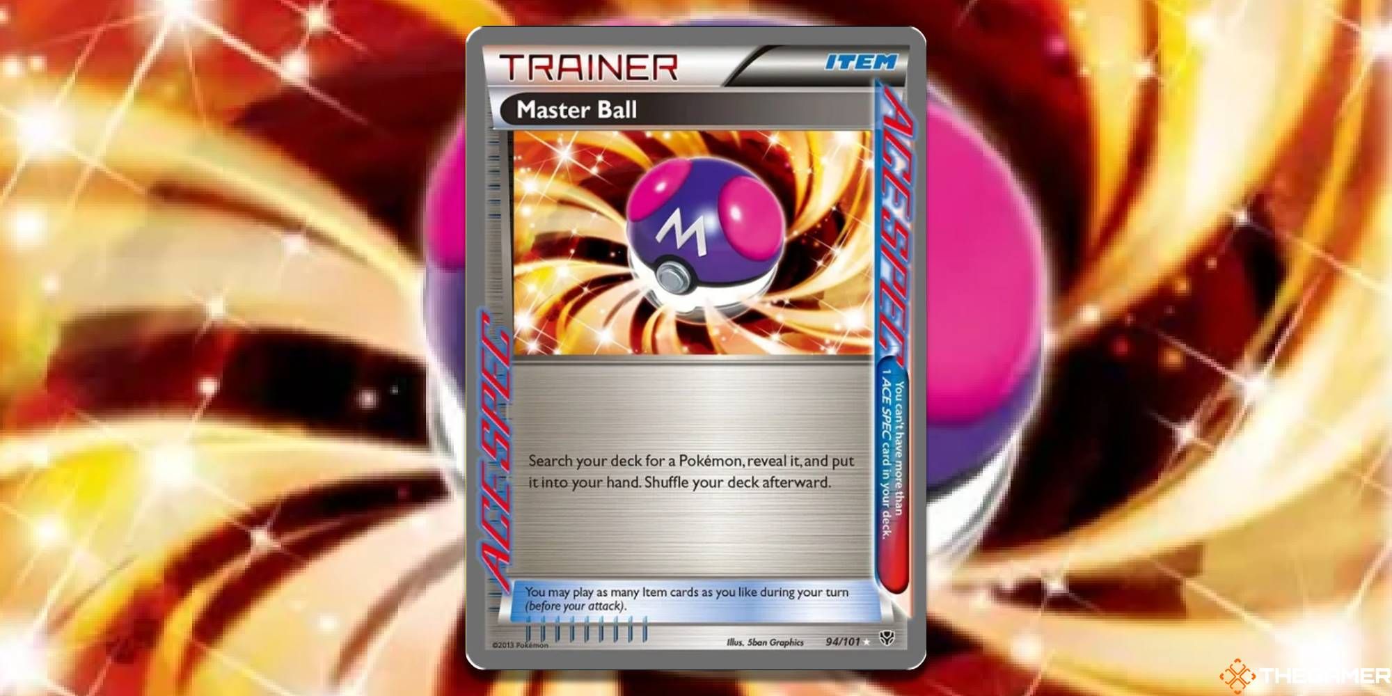Master Ball from the Pokemon TCG, with blurred background