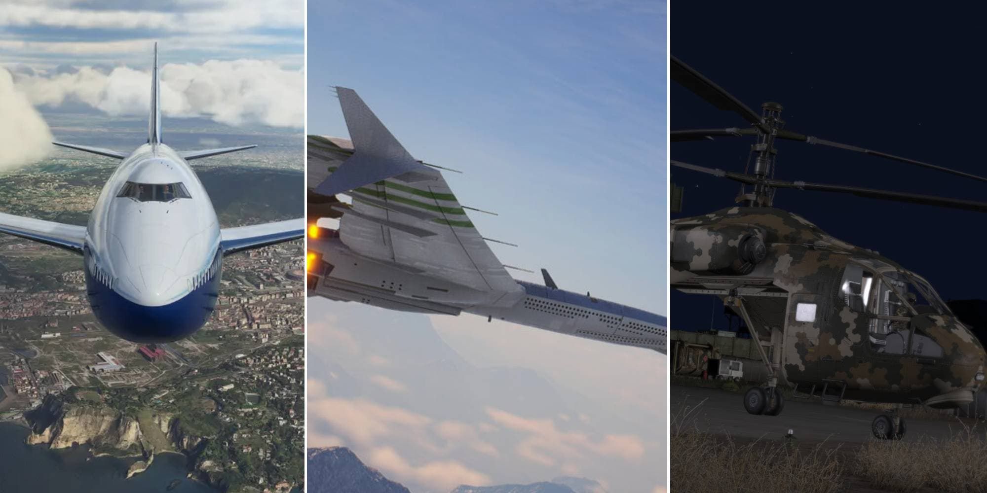 Microsoft Flight Simulator, Project Wingman, and Arma 3.