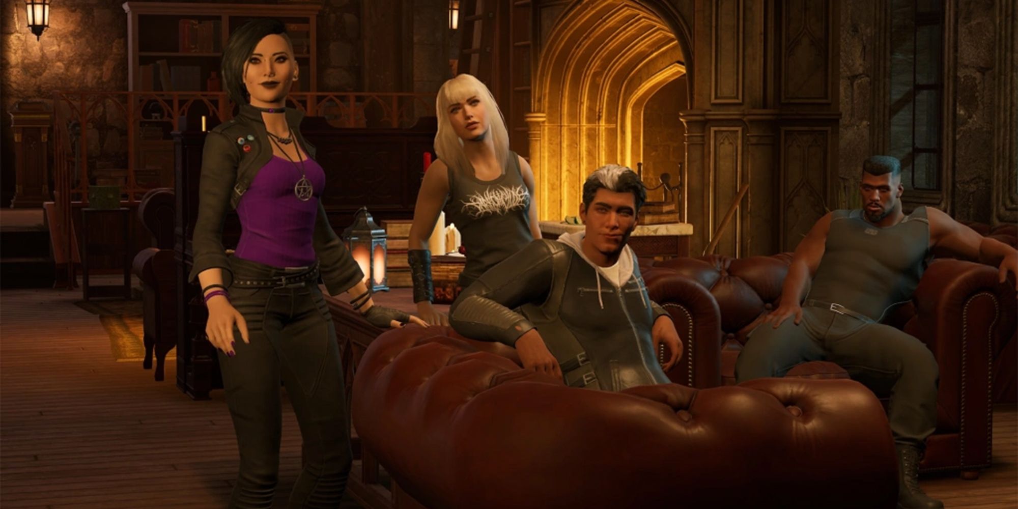 The original Midnight Suns, Nico Minoru, Magik, Robbie Reyes and Blade hang out at the abbey.