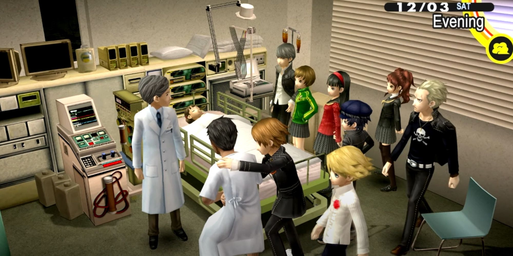 Nanako In Critical Condition Surrounded By The Investigation Team In Persona 4 Golden