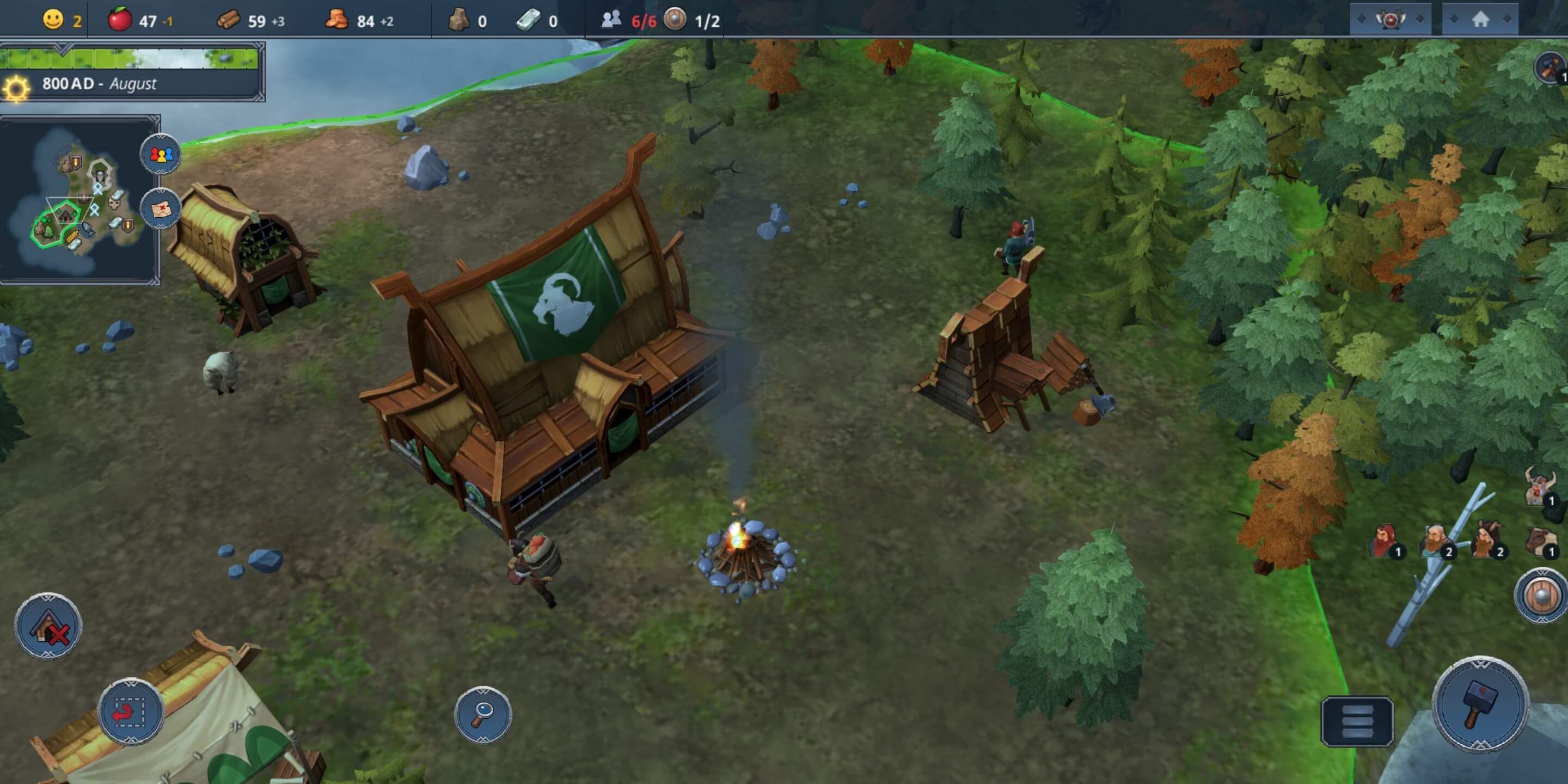Northgard Gameplay Goat Clan Scout Buildings and Town Center Buildings