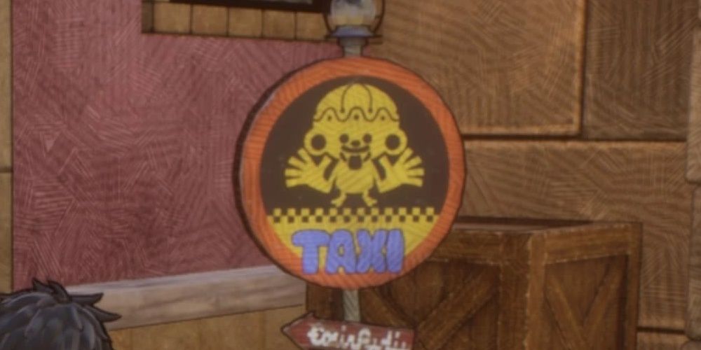 A taxi service sign in Alabasta in One Piece Odyssey the game