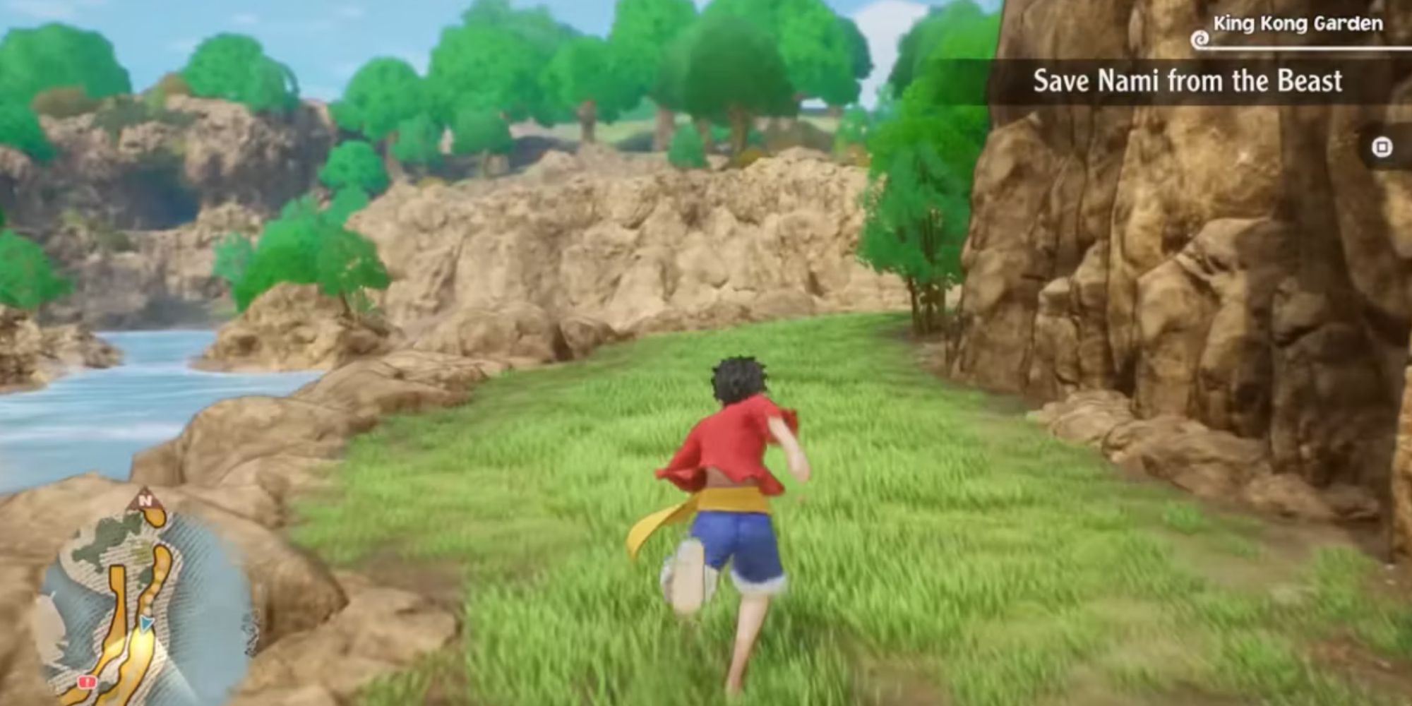 one piece odyssey luffy running in the first chapter area