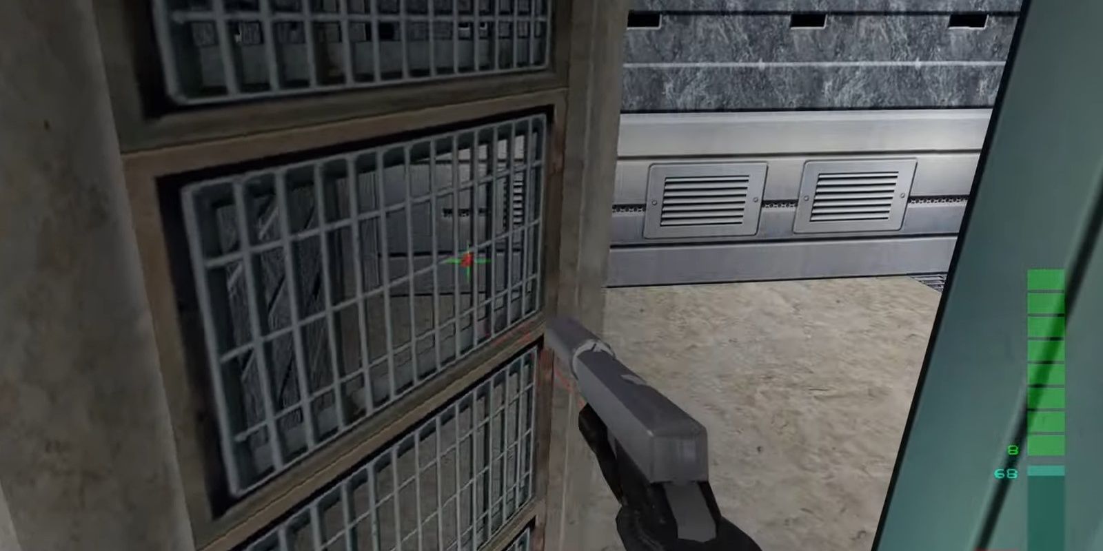 Opening a door in the first level of Perfect Dark.