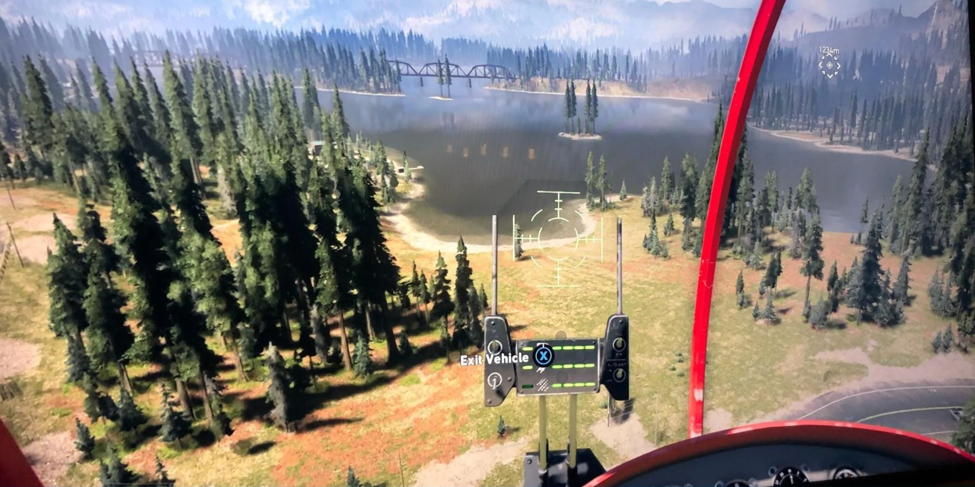 Overlooking lake from helicopter in Far Cry 5