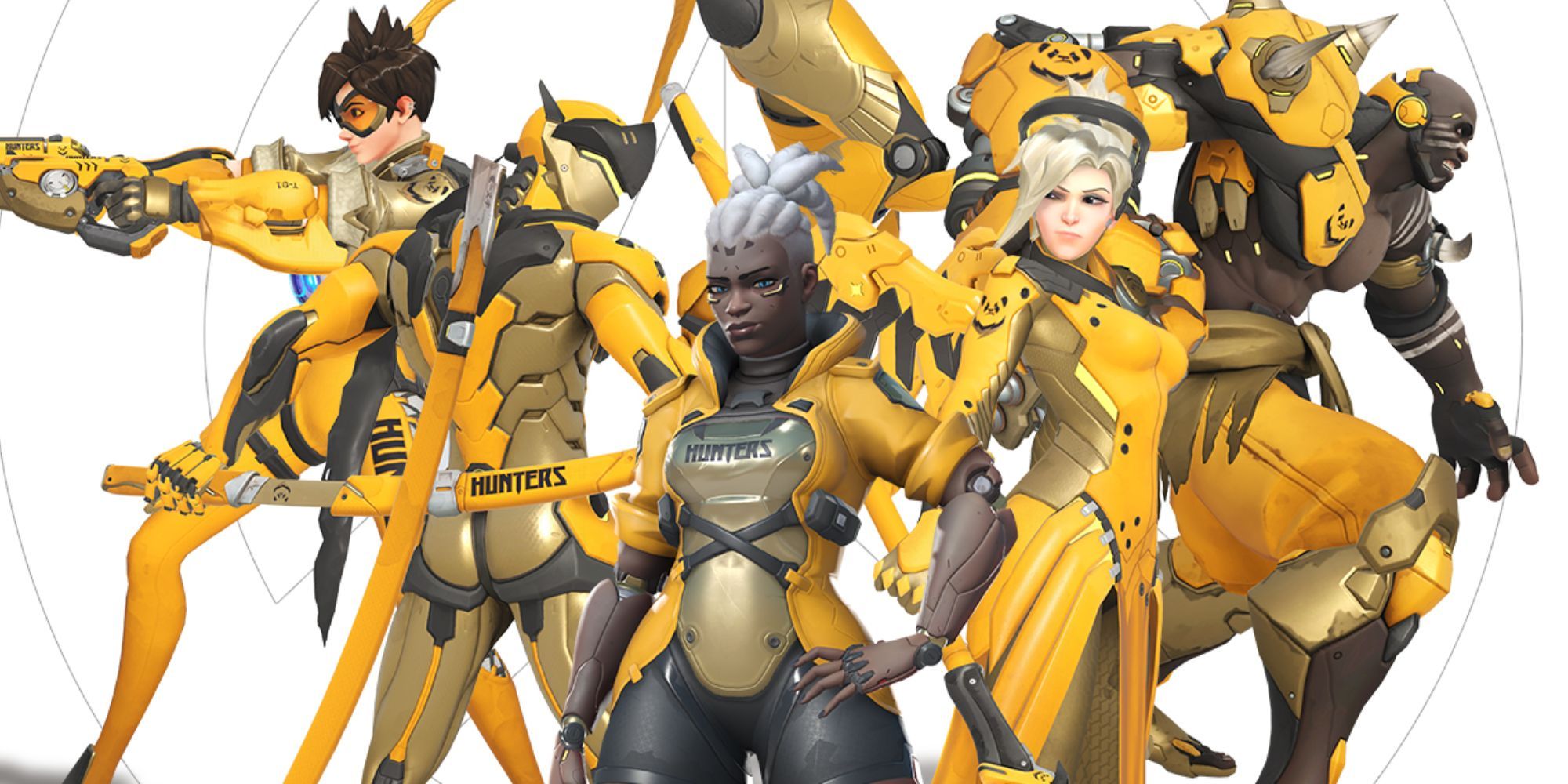 Overwatch 2 heroes wearing orange costumes