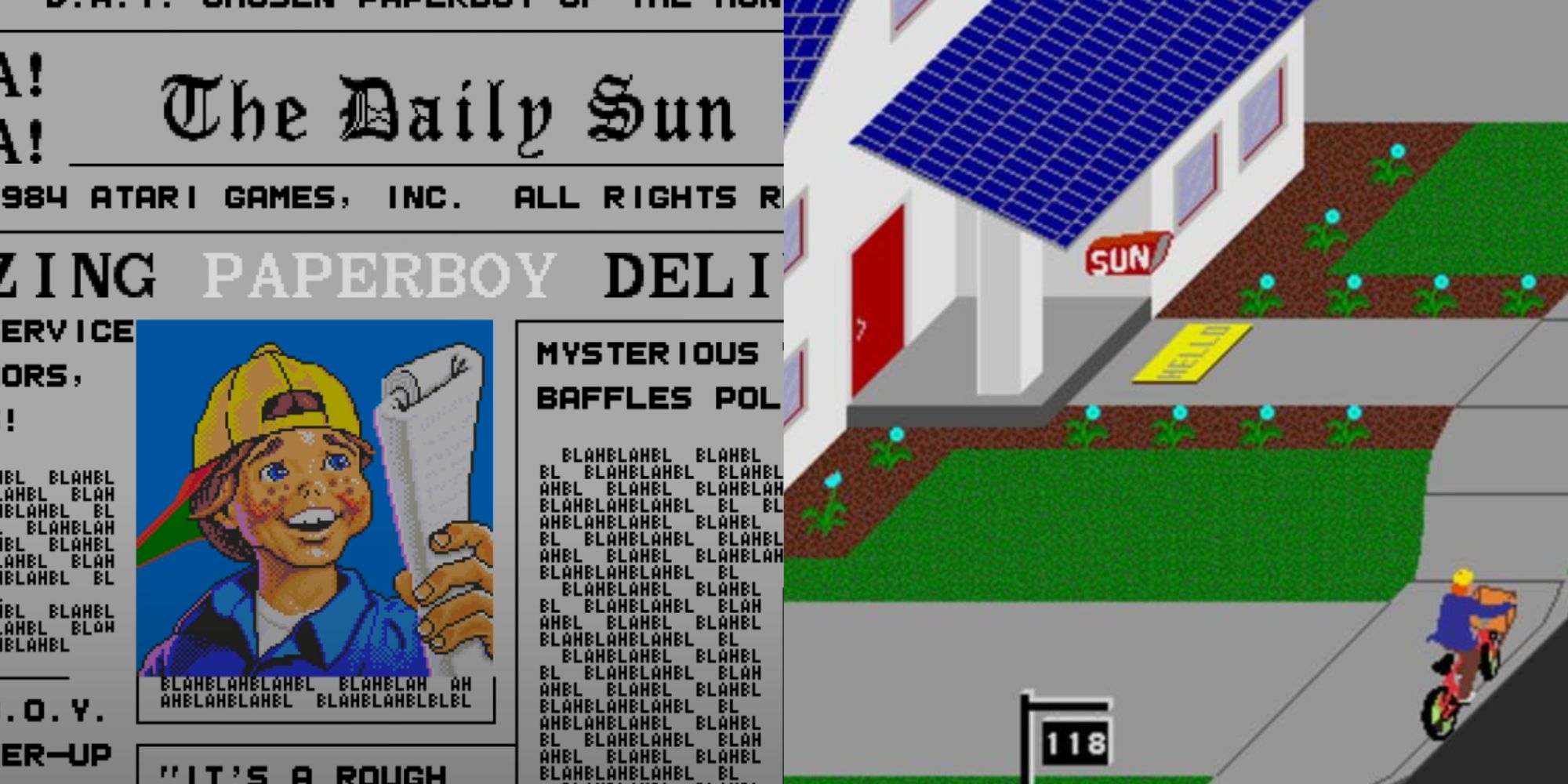 Right, Paperboy Newspaper The Daily Sun. Left, Paperboy biking in front of white house