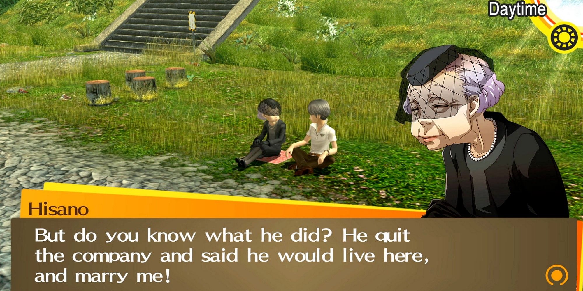 persona 4 golden hisano talking about her late husband