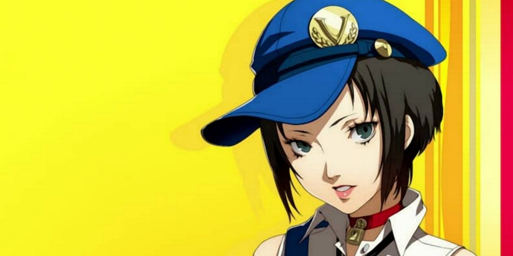 persona 4 golden marie yellow and red stripe background