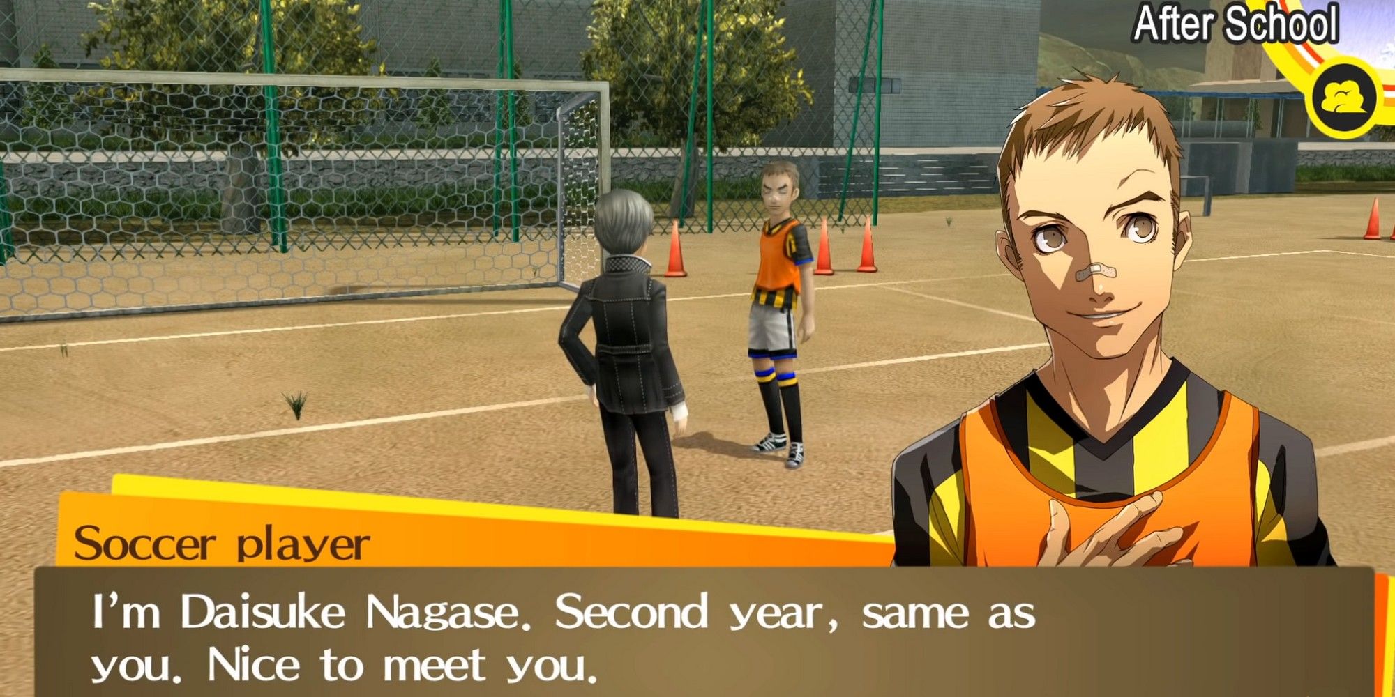 persona 4 golden meeting daisuke at soccer