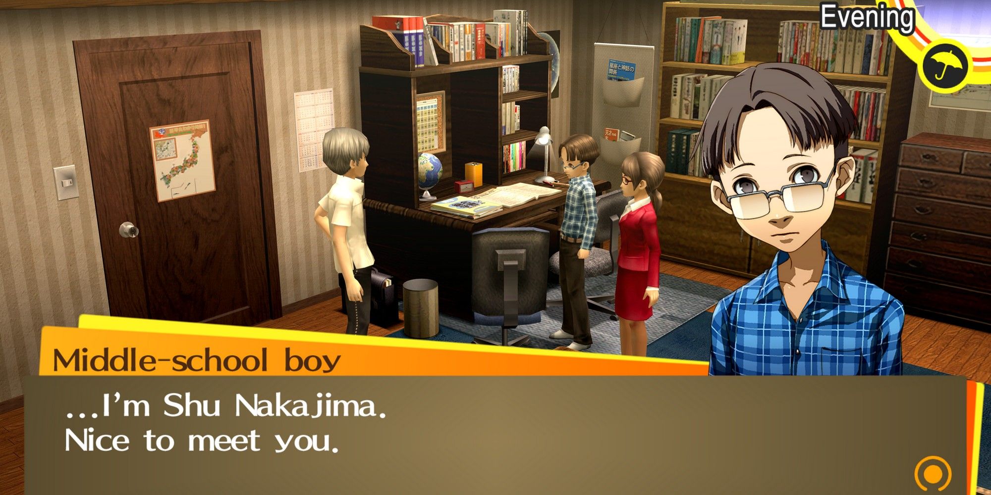 persona 4 golden meeting shu nakajima in his room