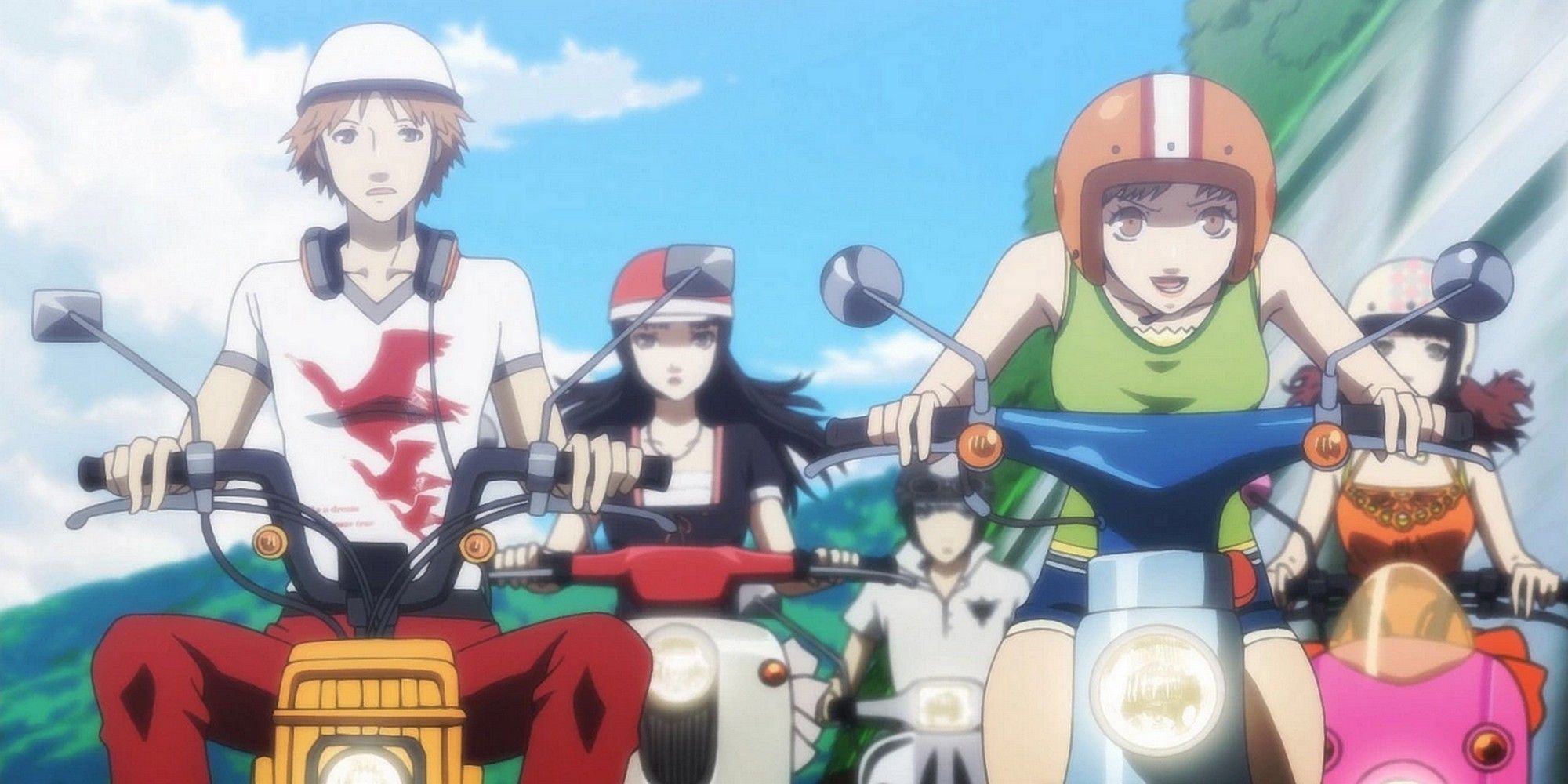 Persona 4 golden - The team riding their scooters to the beach.