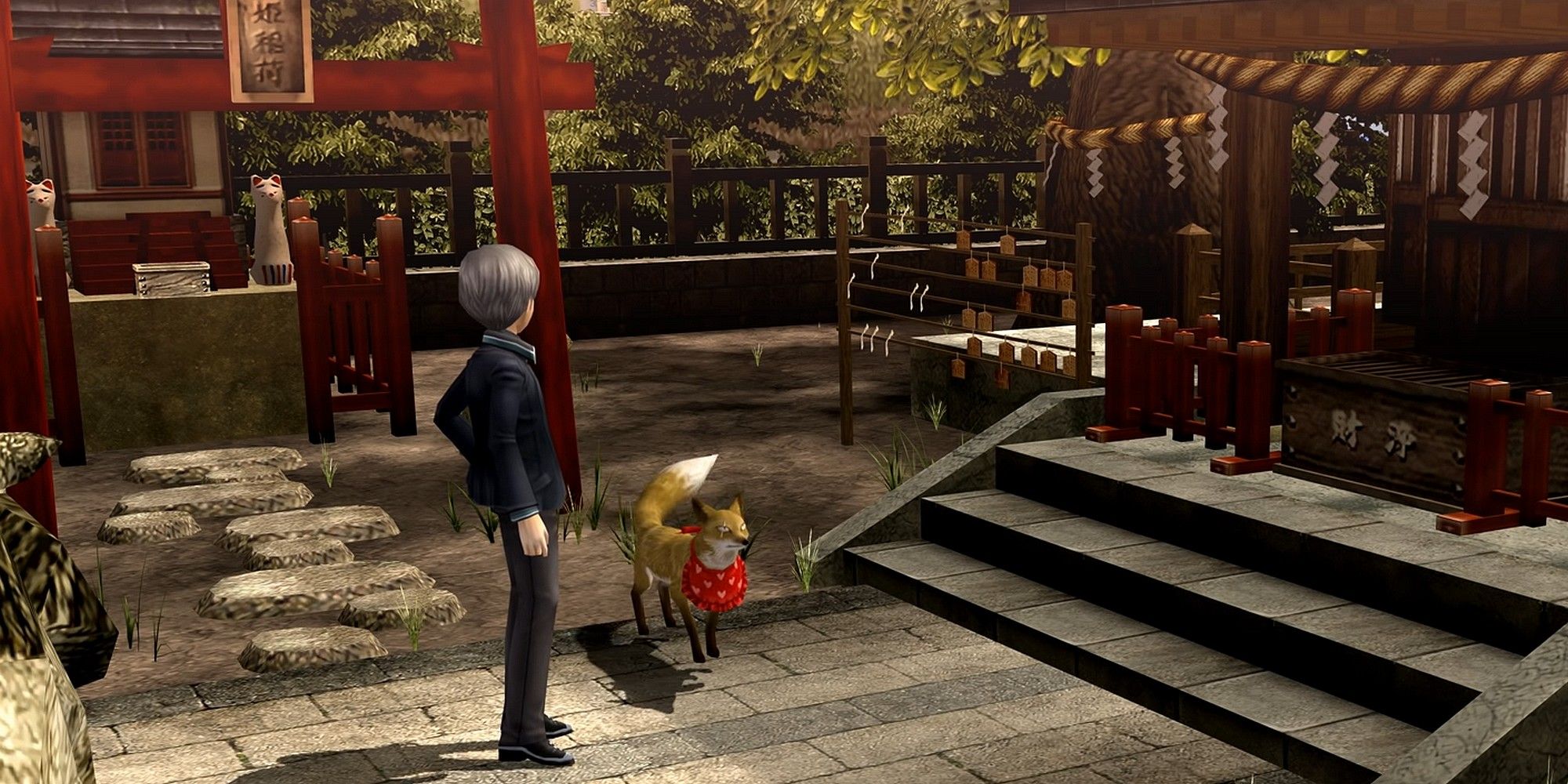 persona 4 golden yu and the fox at tatsuhime shrine