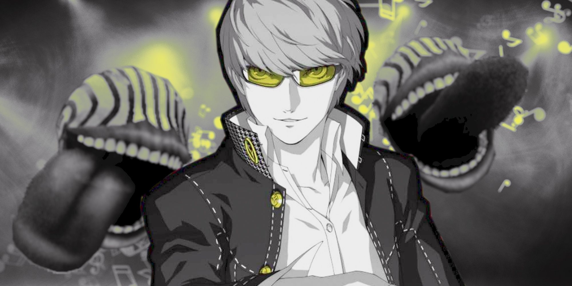 Persona 4 protagonist with musical notes