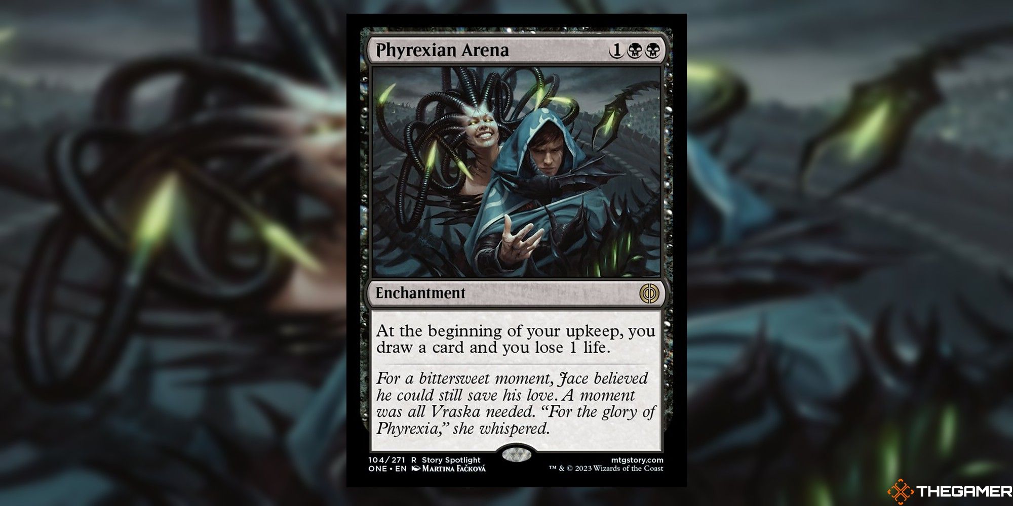 Phyrexian Arena card and art background