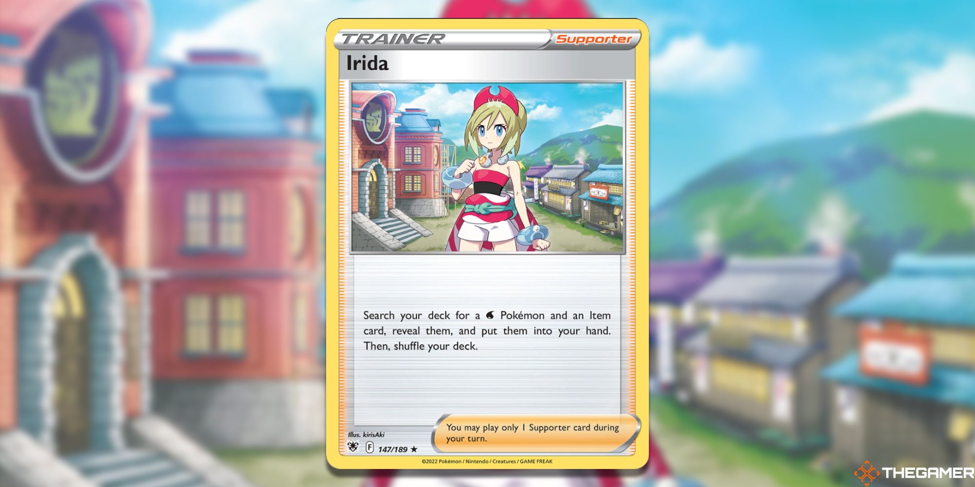 Irida Pokemon TCG card art. 