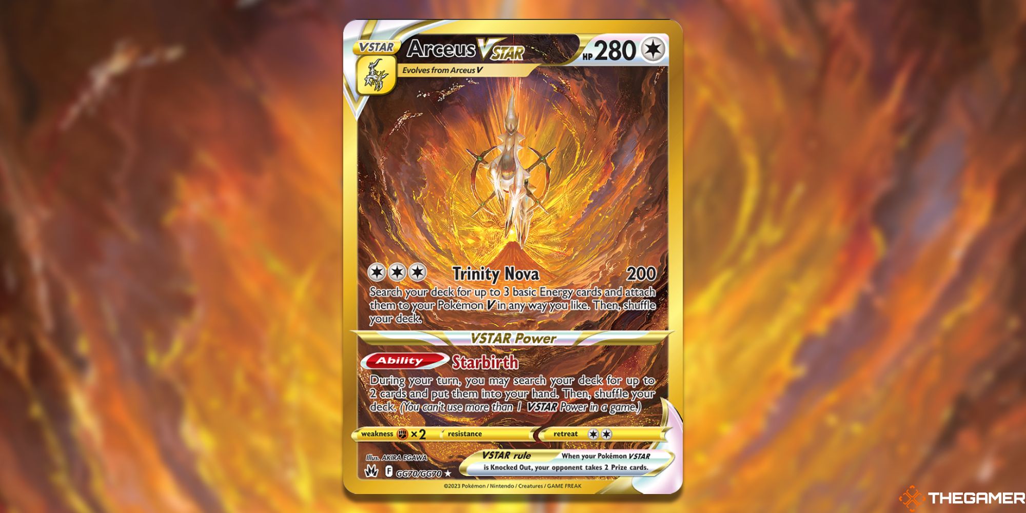 Image of the card Arceus VSTAR in Pokemon TCG, with art by Akira Egawa