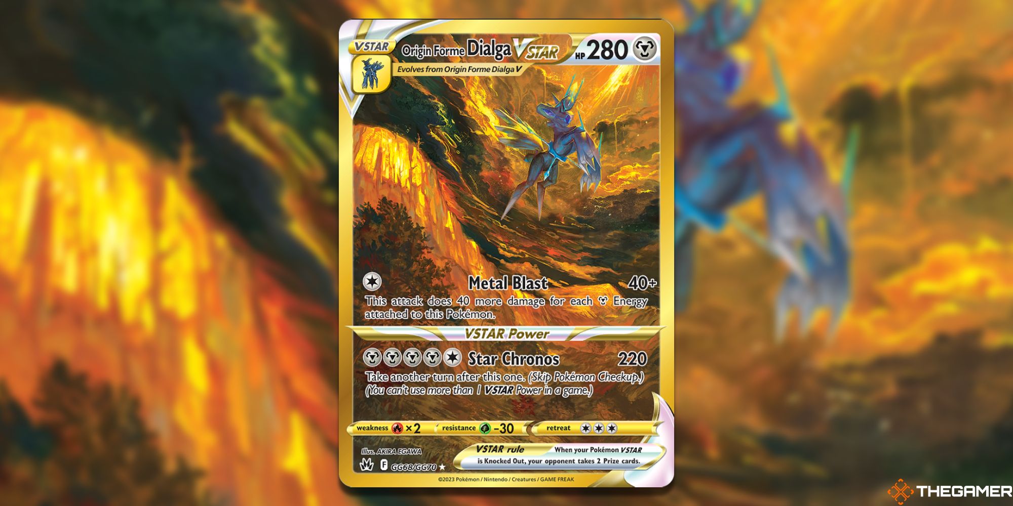 Image of the card Origin Forme Dalga VSTAR in Pokemon TCG, with art by Akira Egawa