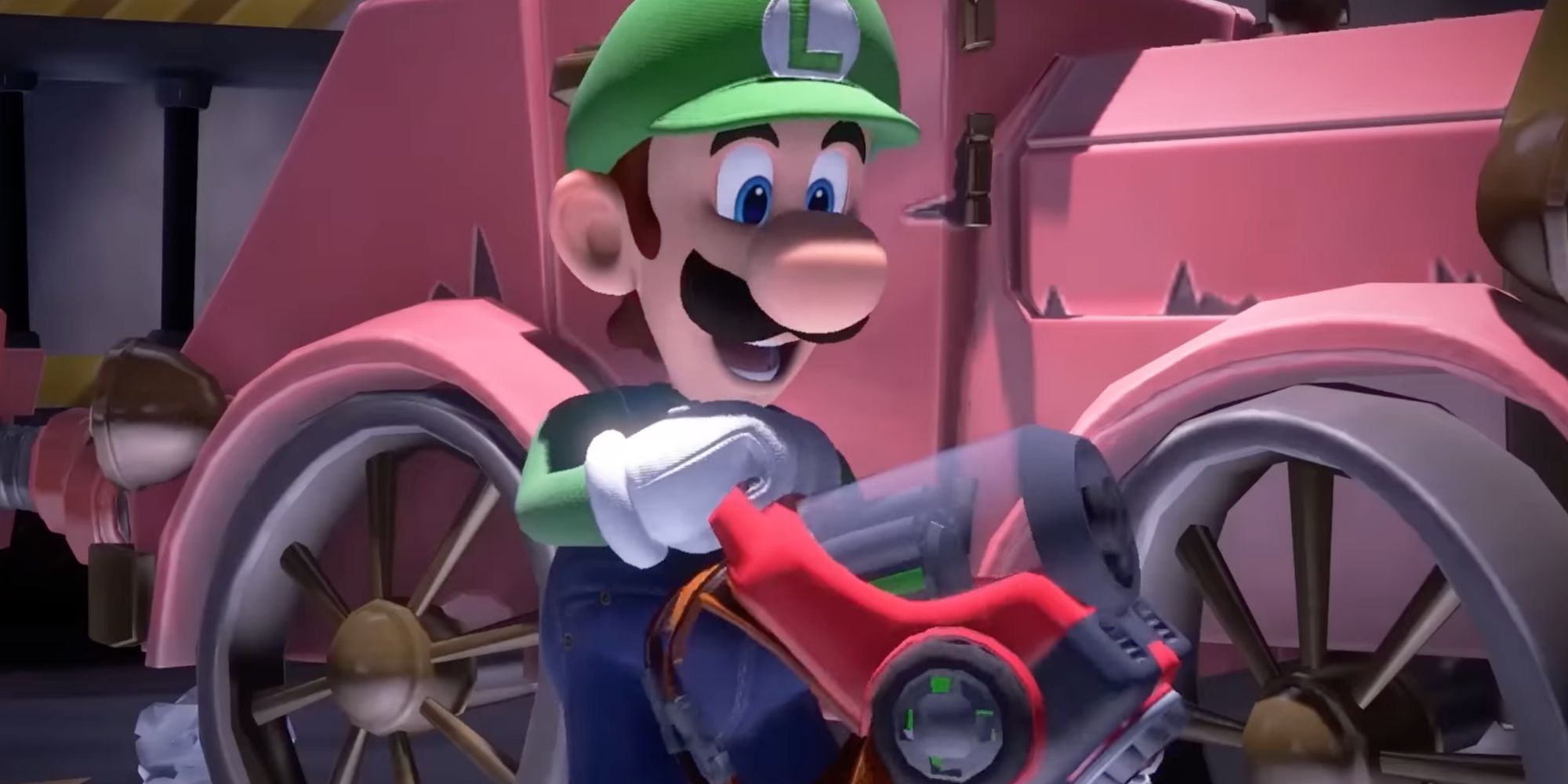 Luigi with the Poltergust G-00 from Luigi's Mansion 3