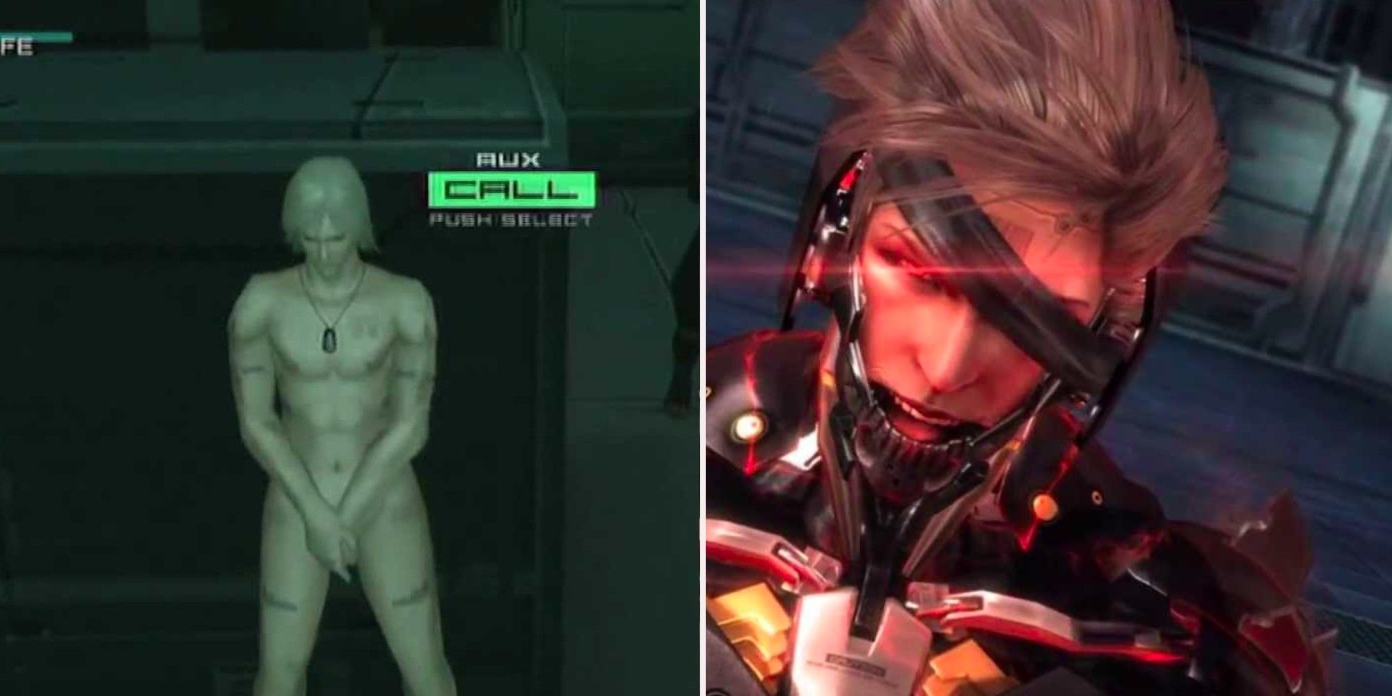 Raiden loses his clothes in Metal Gear Solid 2 and Raiden becomes Jack The Ripper in Metal Gear Rising Revengeance