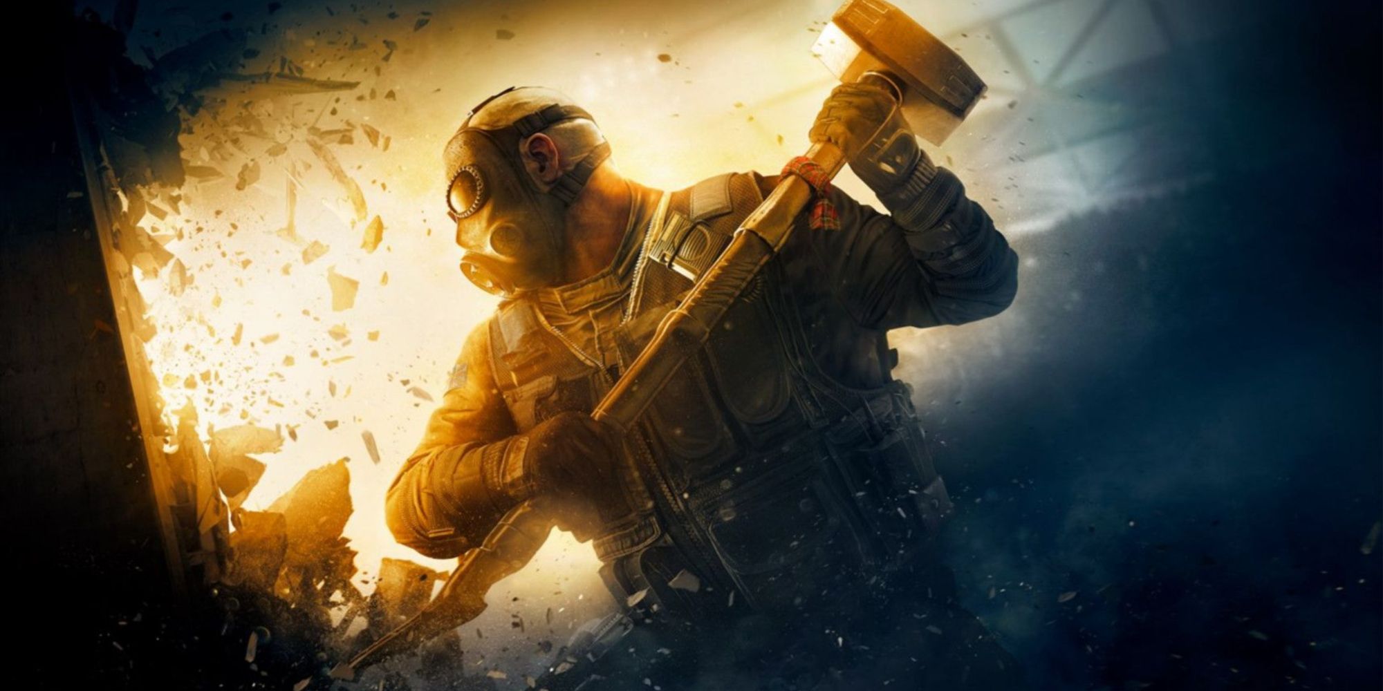 Rainbow Six Siege: Sledge breaking a wall with his hammer