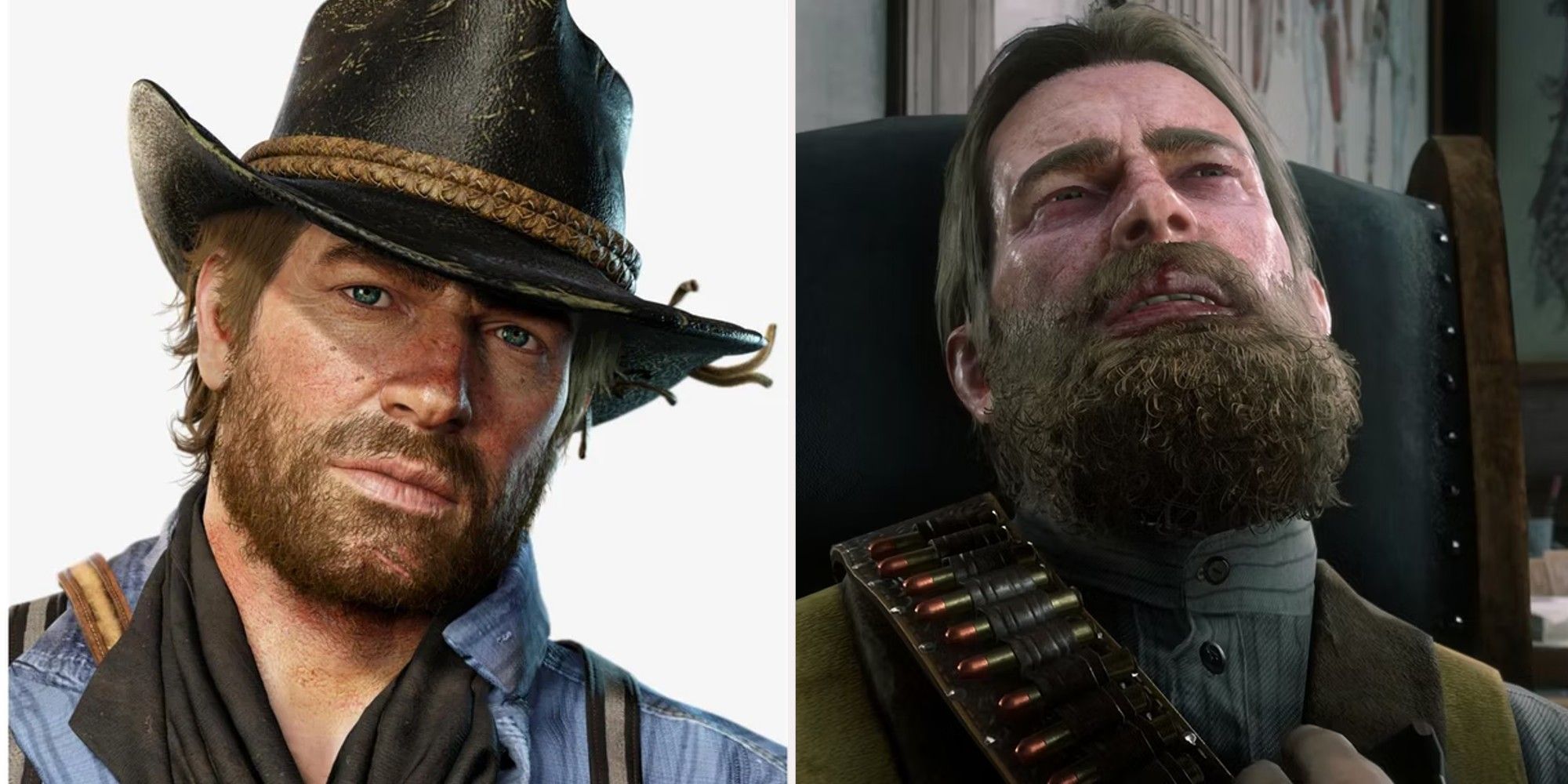 Red Dead Redemption 2 - healthy Arthur Morgan and Arthur suffering from TB
