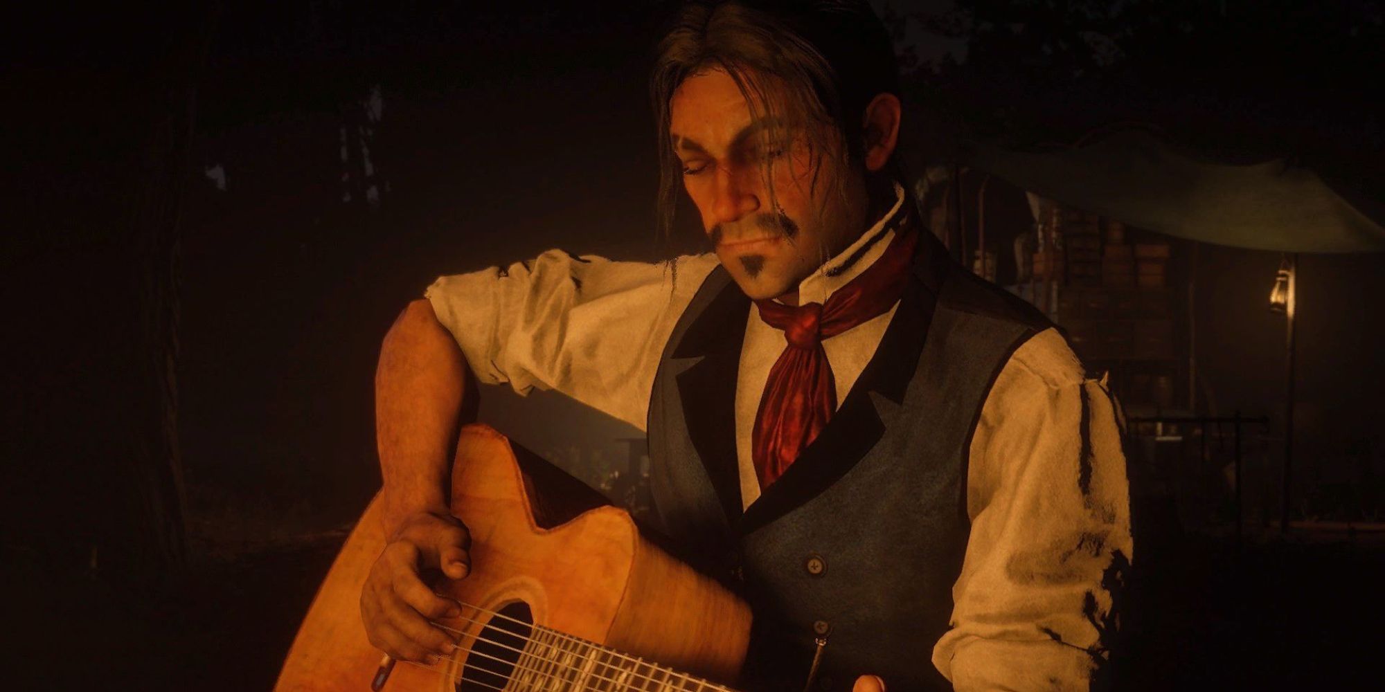 Red Dead Redemption 2 Javier Playing Guitar At Night