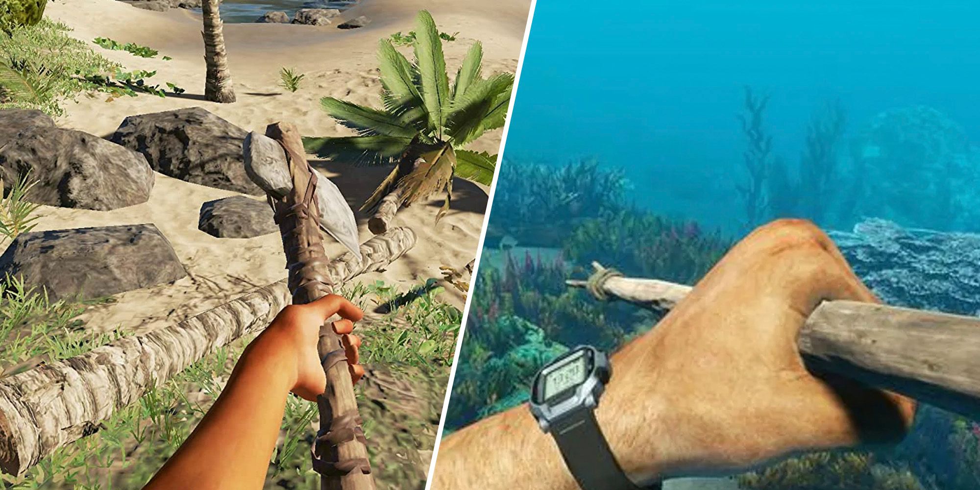 refined hammer and fishing spear in stranded deep