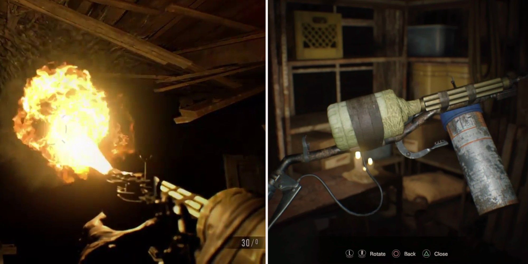 Resident Evil 7 - Flamethrower gameplay and pick up screen