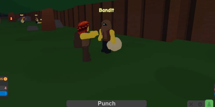 Two Roblox characters, one labeled bandit, up close and fighting each other