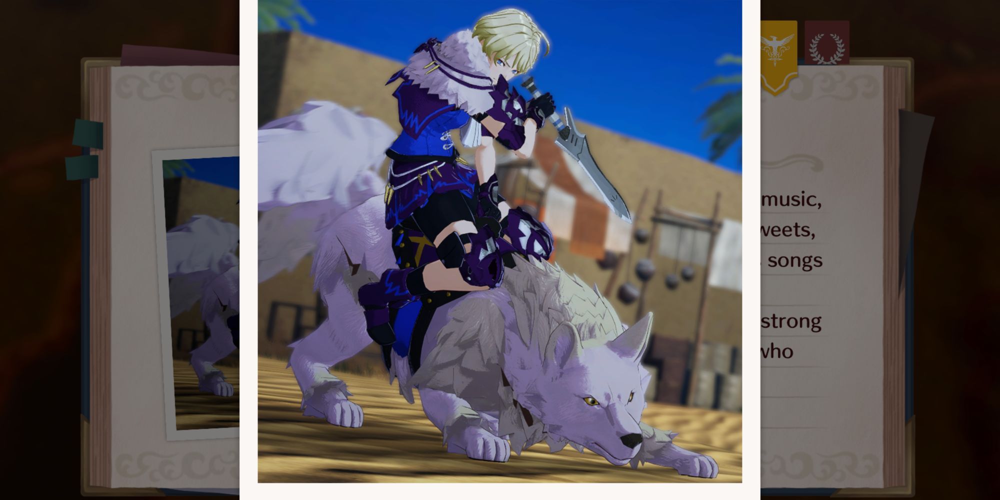 Fire Emblem Engage - picture of Merrin riding her wolf