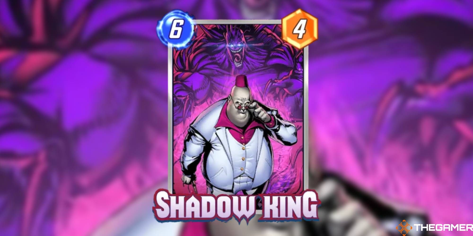 Marvel Snap - Shadow King on a blurred background
