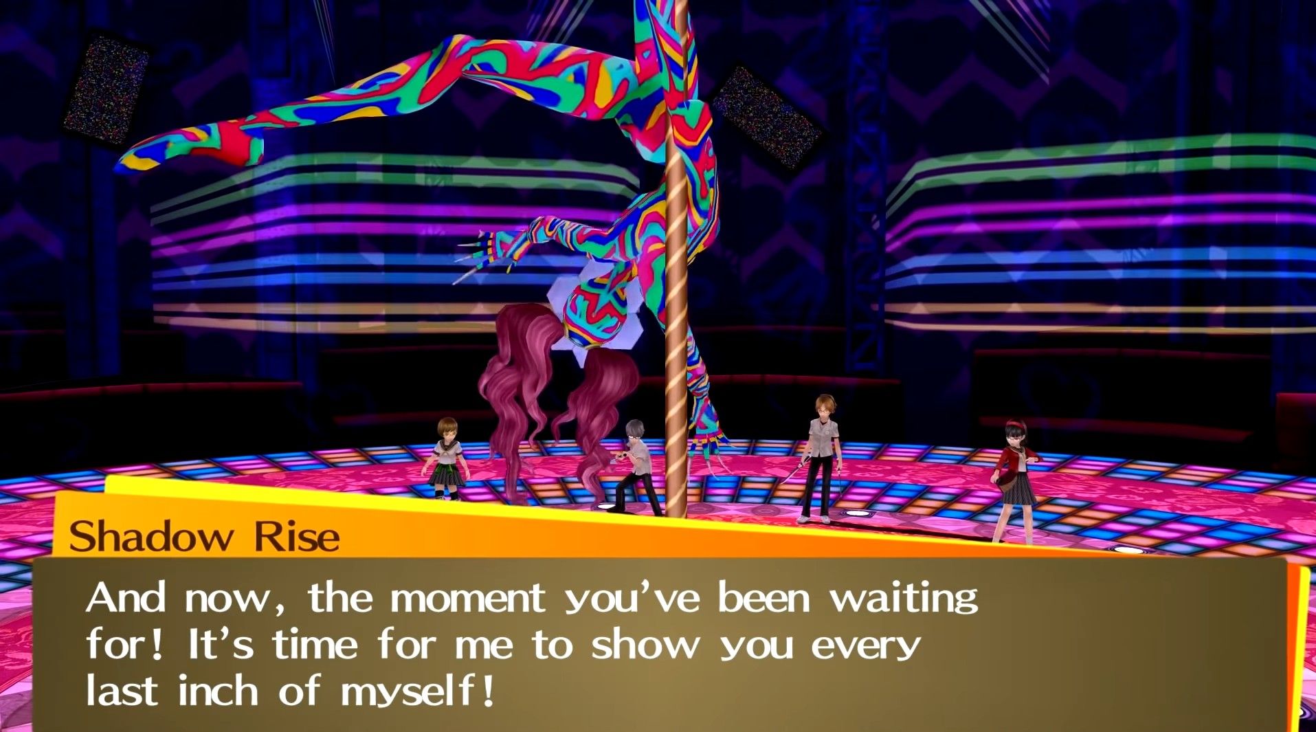shadow rise speaking in innuendo during the rise's shadow boss fight in persona 4 golden