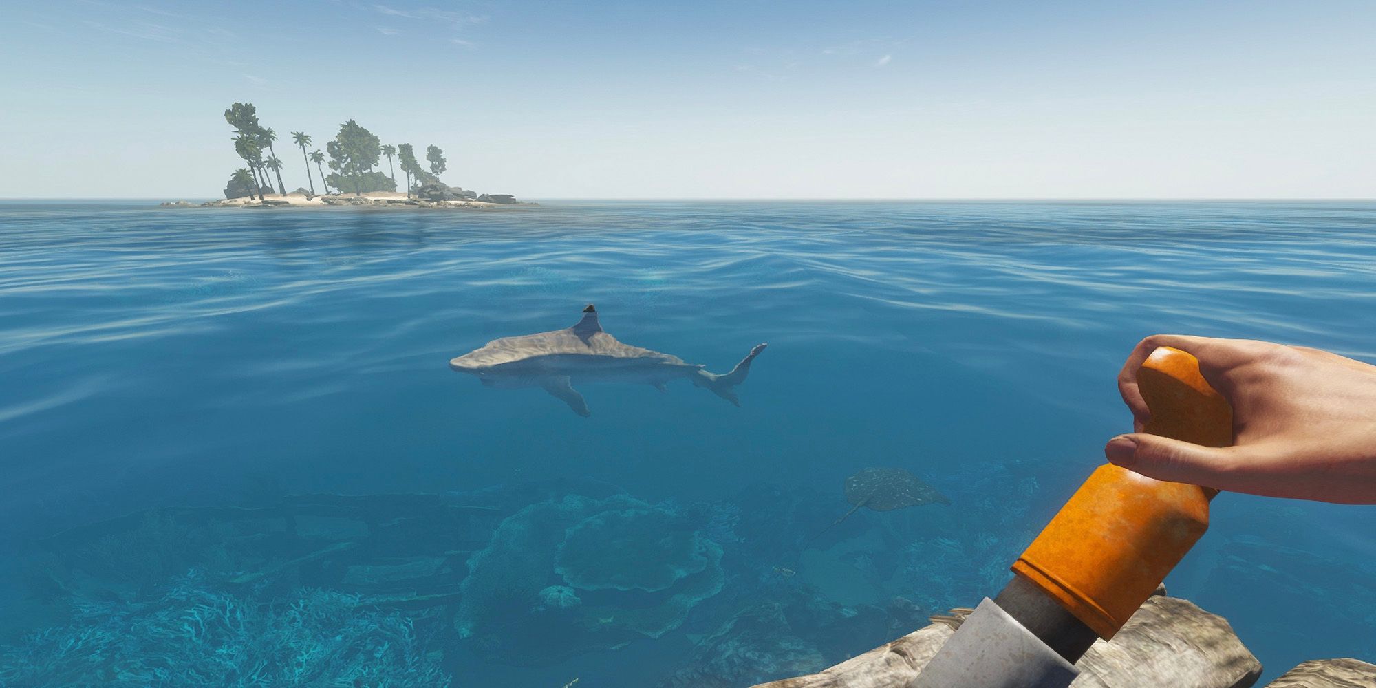 shark ready to come attack main character in stranded deep