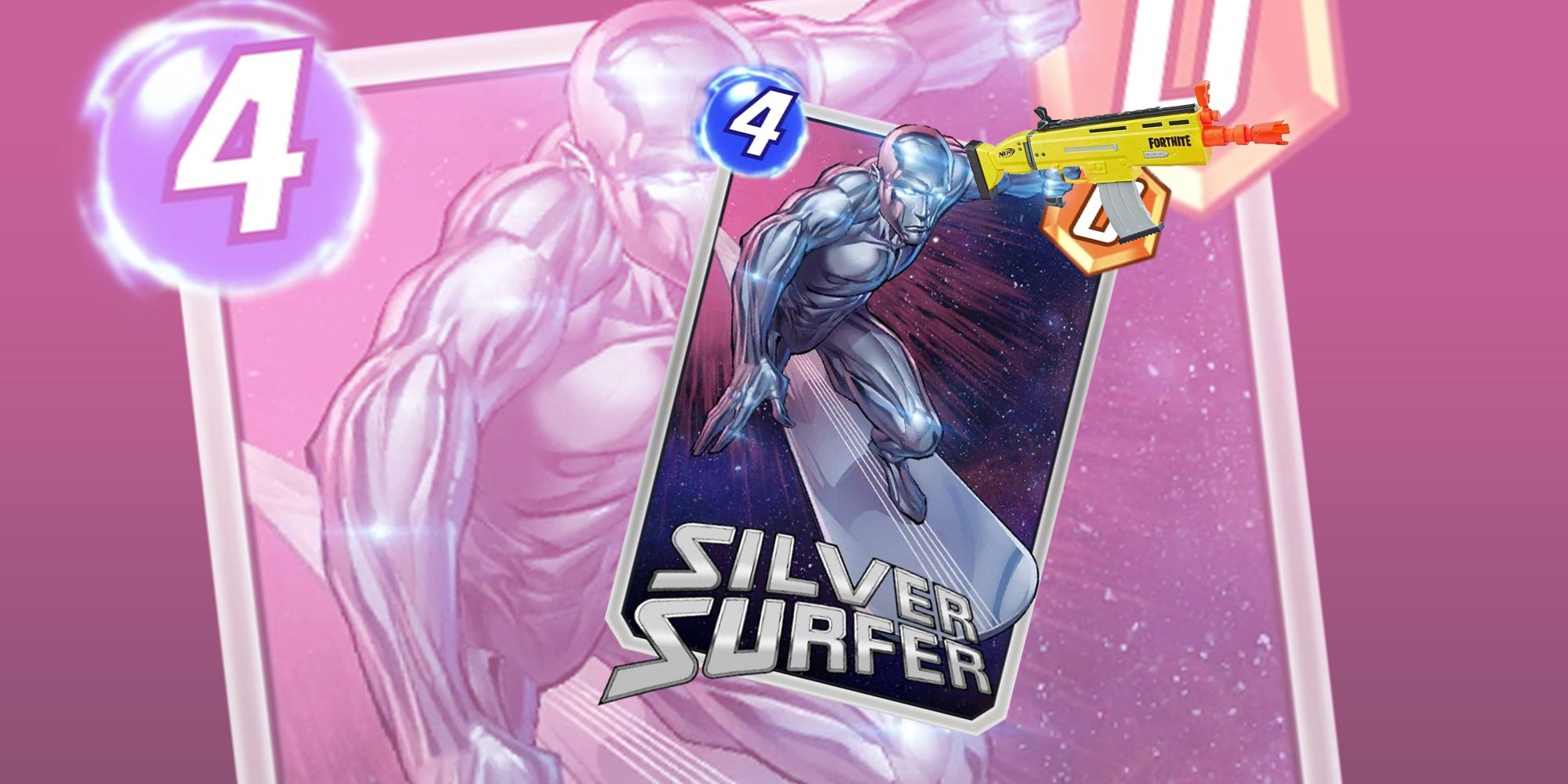 Silver Surfer with a Nerf gun